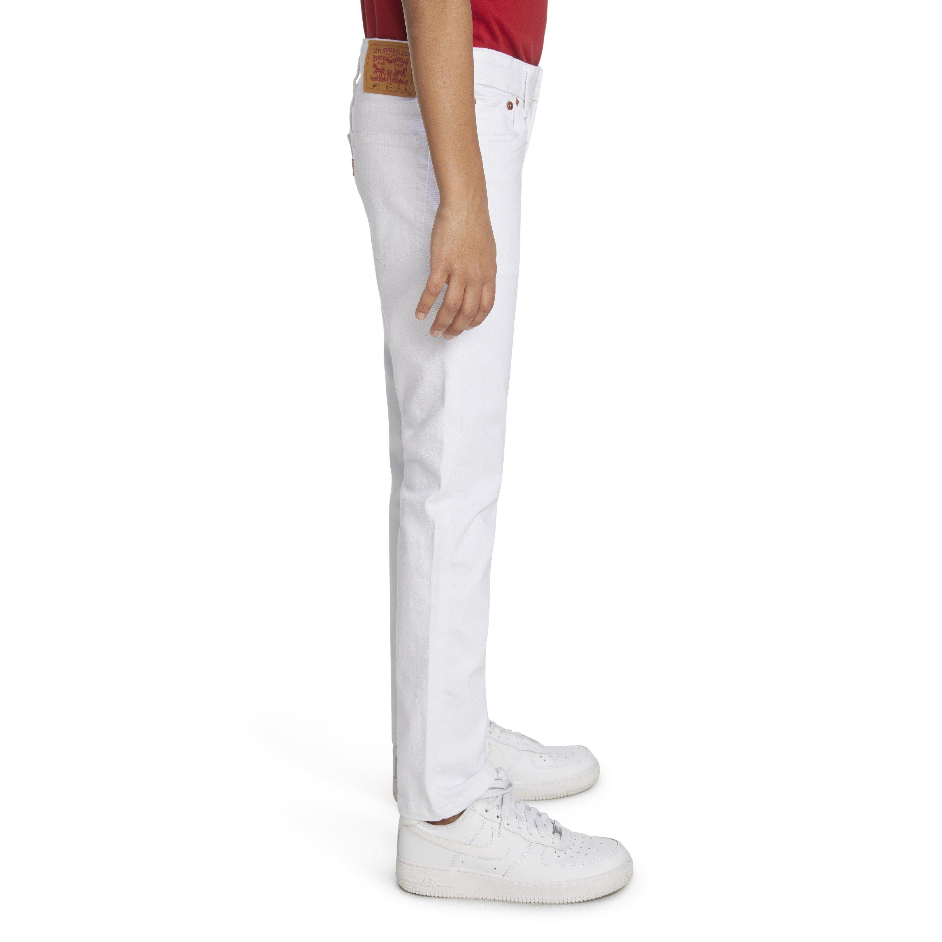 Levi's 502 Strong Performance Tapered Fit White Wash Big Boys' Denim Jeans - White - WHITE Thumbnail View 3