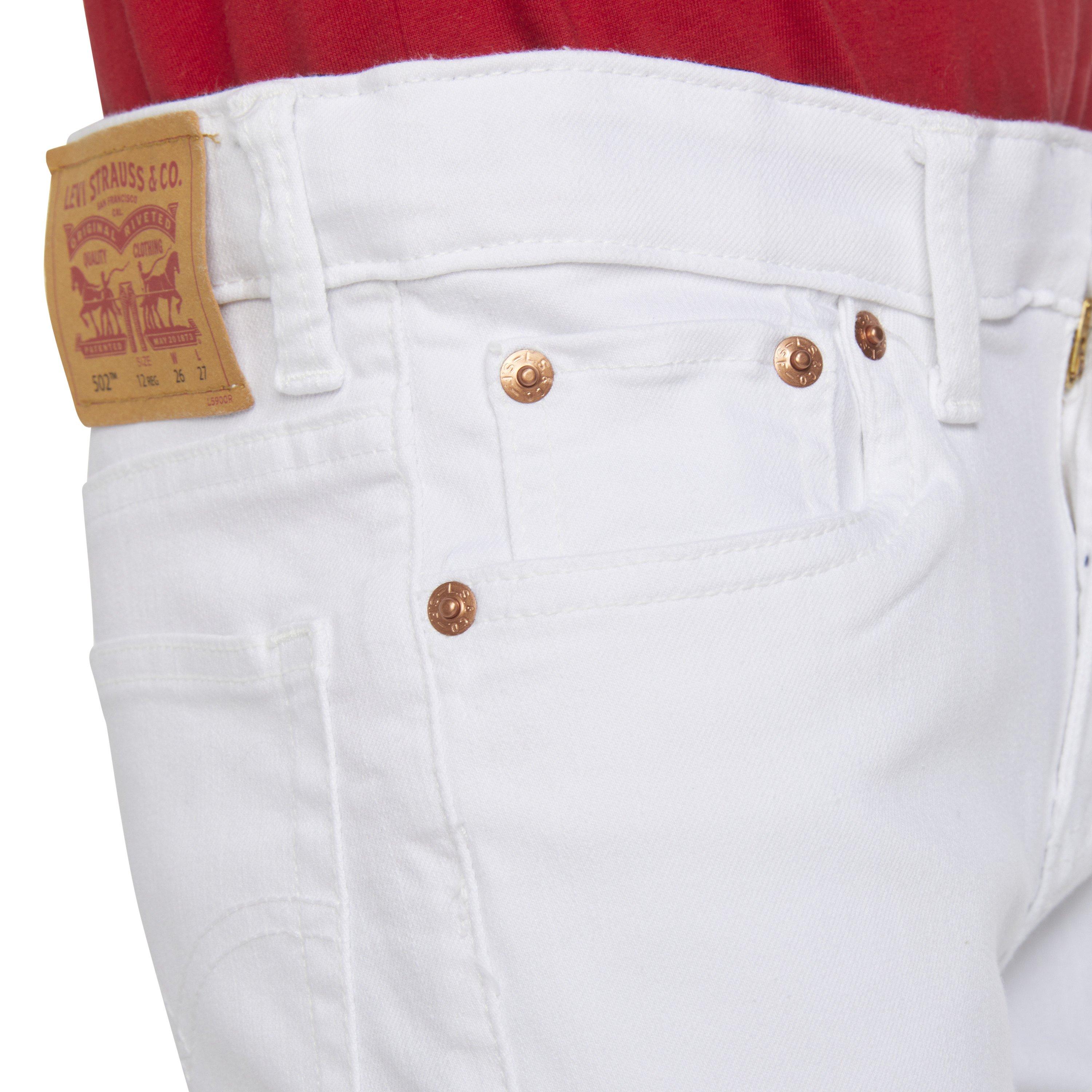 Levi's 502 Strong Performance Tapered Fit White Wash Big Boys' White Denim Jeans - WHITE Thumbnail View 4