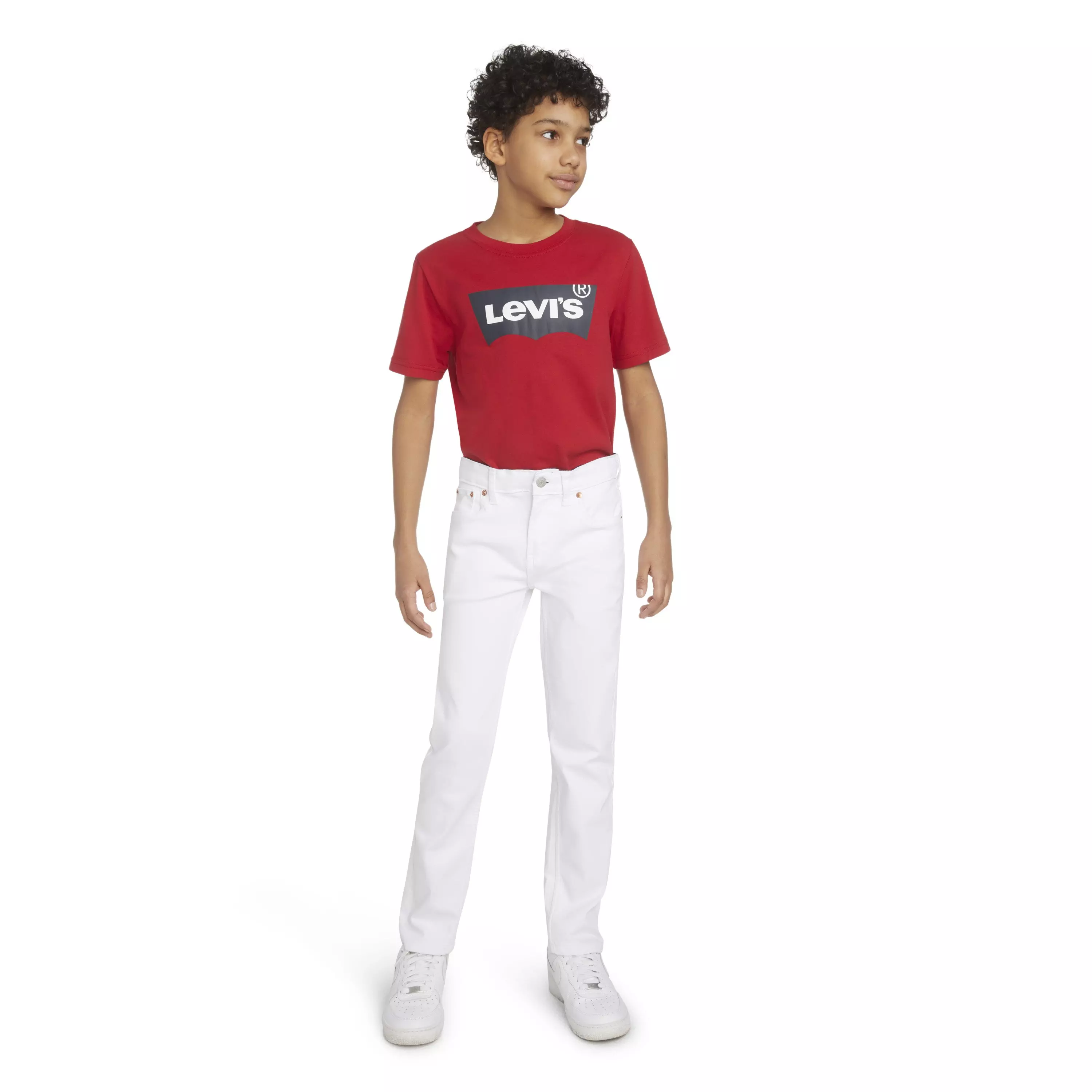 Levi's 502 Strong Performance Tapered Fit White Wash Big Boys' White Denim Jeans - WHITE