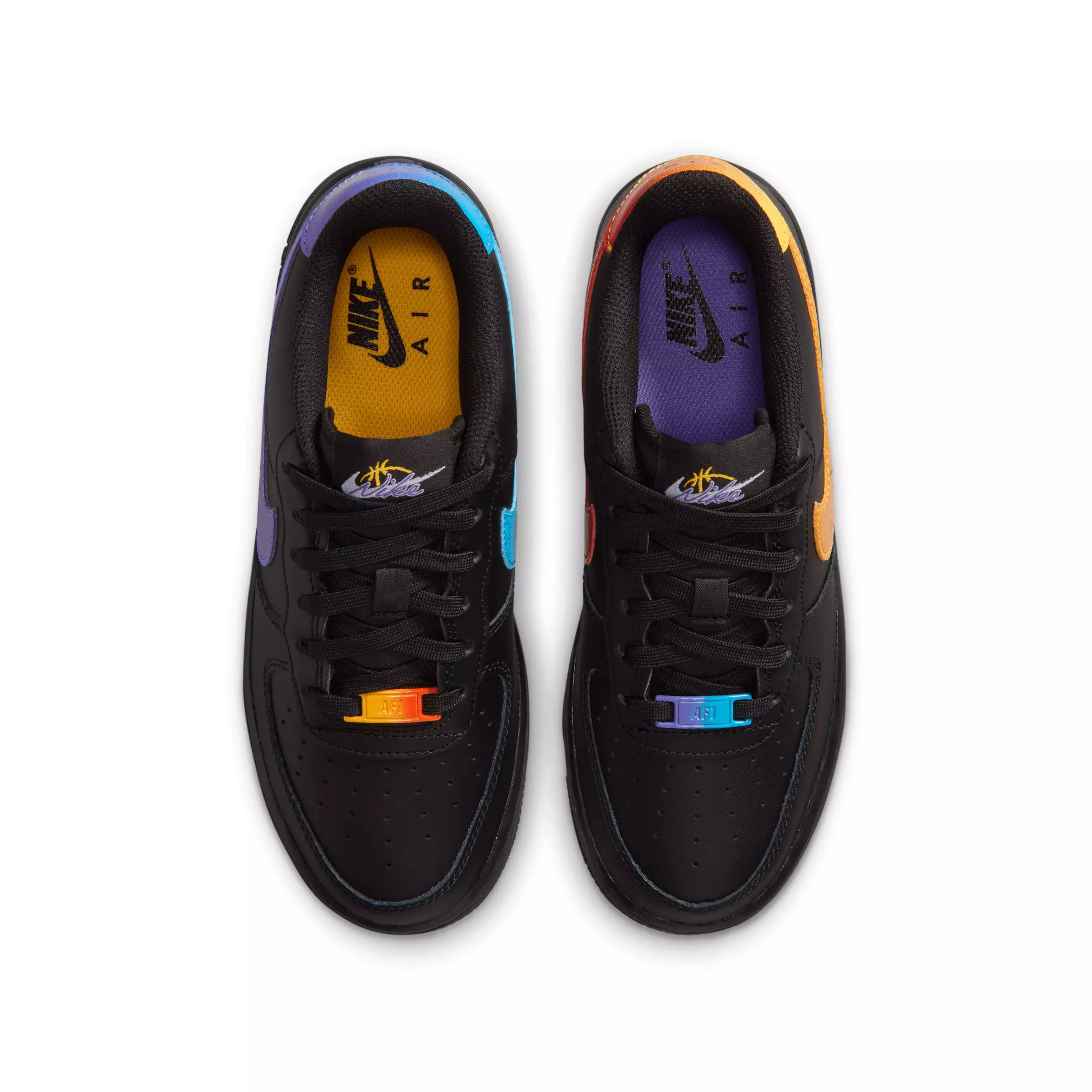 Nike Air Force 1 "Black/Laser Orange/Picante Red/Action Grape" Grade School Boys' Shoe - BLACK/ORANGE/RED/GRAPE