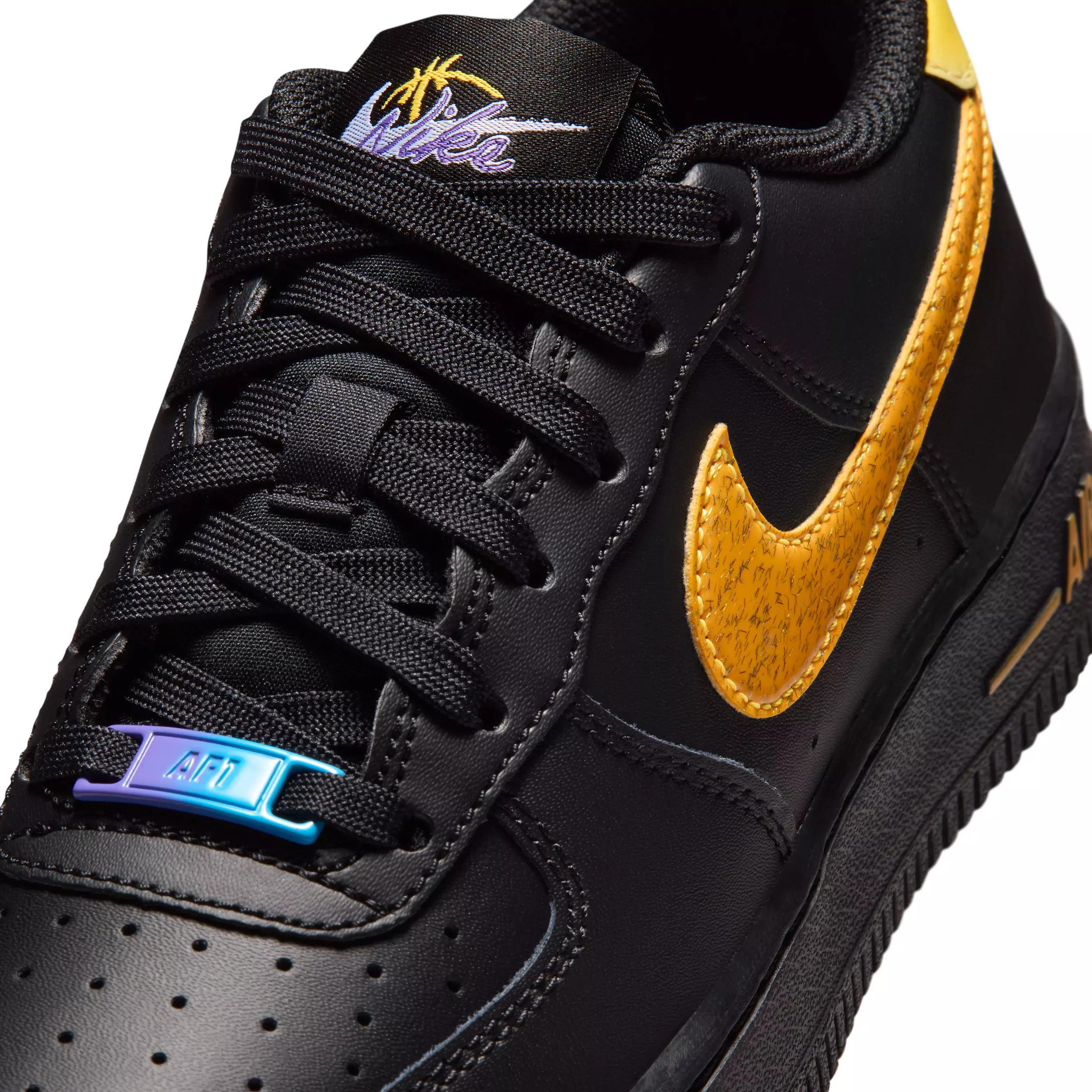 Nike Air Force 1 "Black/Laser Orange/Picante Red/Action Grape" Grade School Boys' Shoe - BLACK/ORANGE/RED/GRAPE