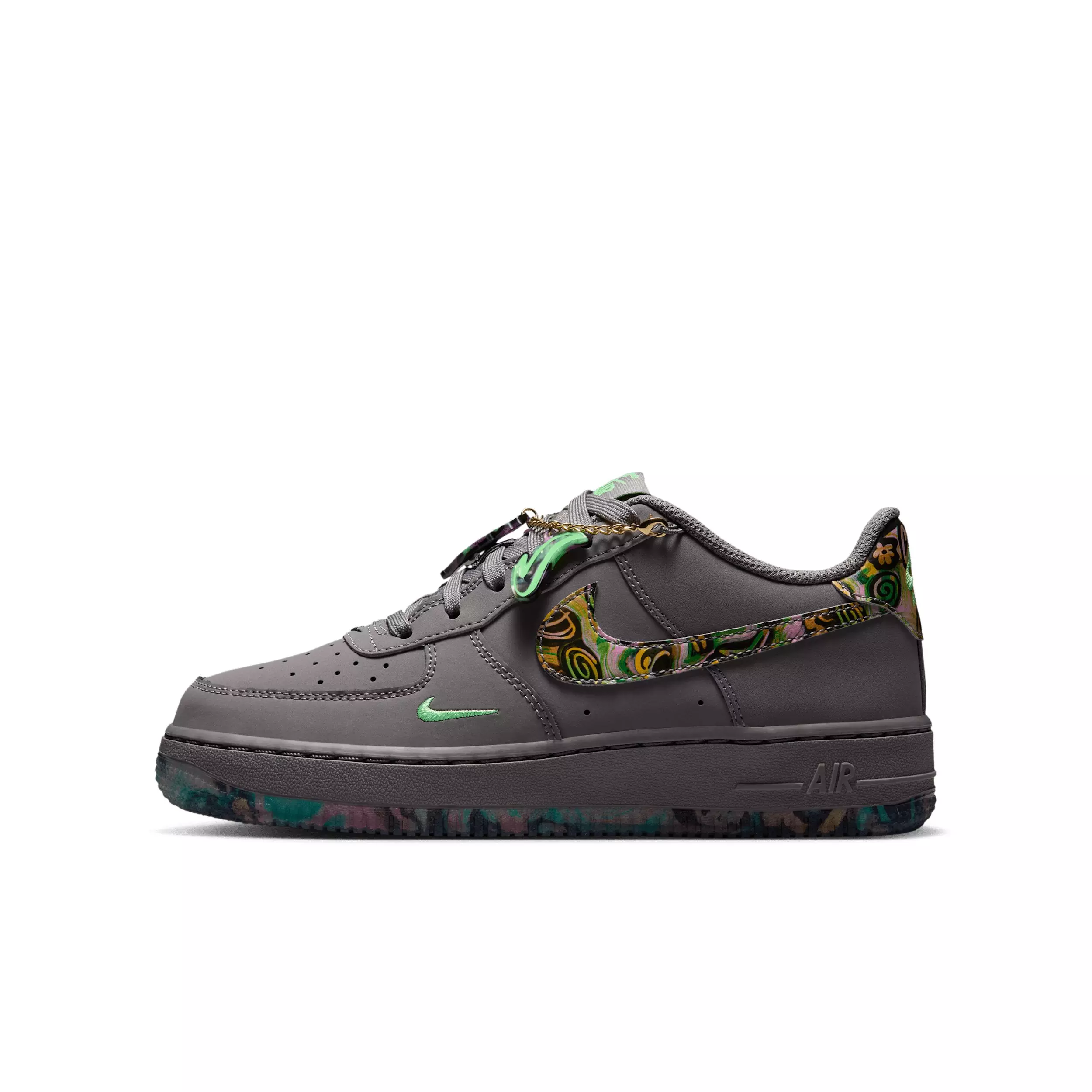 Nike Air Force 1 "Pencil Point/Illusion Green/Dark Raisin/Multi-Color" Grade School Boys' Shoe - PENCIL/GREEN/DK RAISIN/MULTI COLOR
