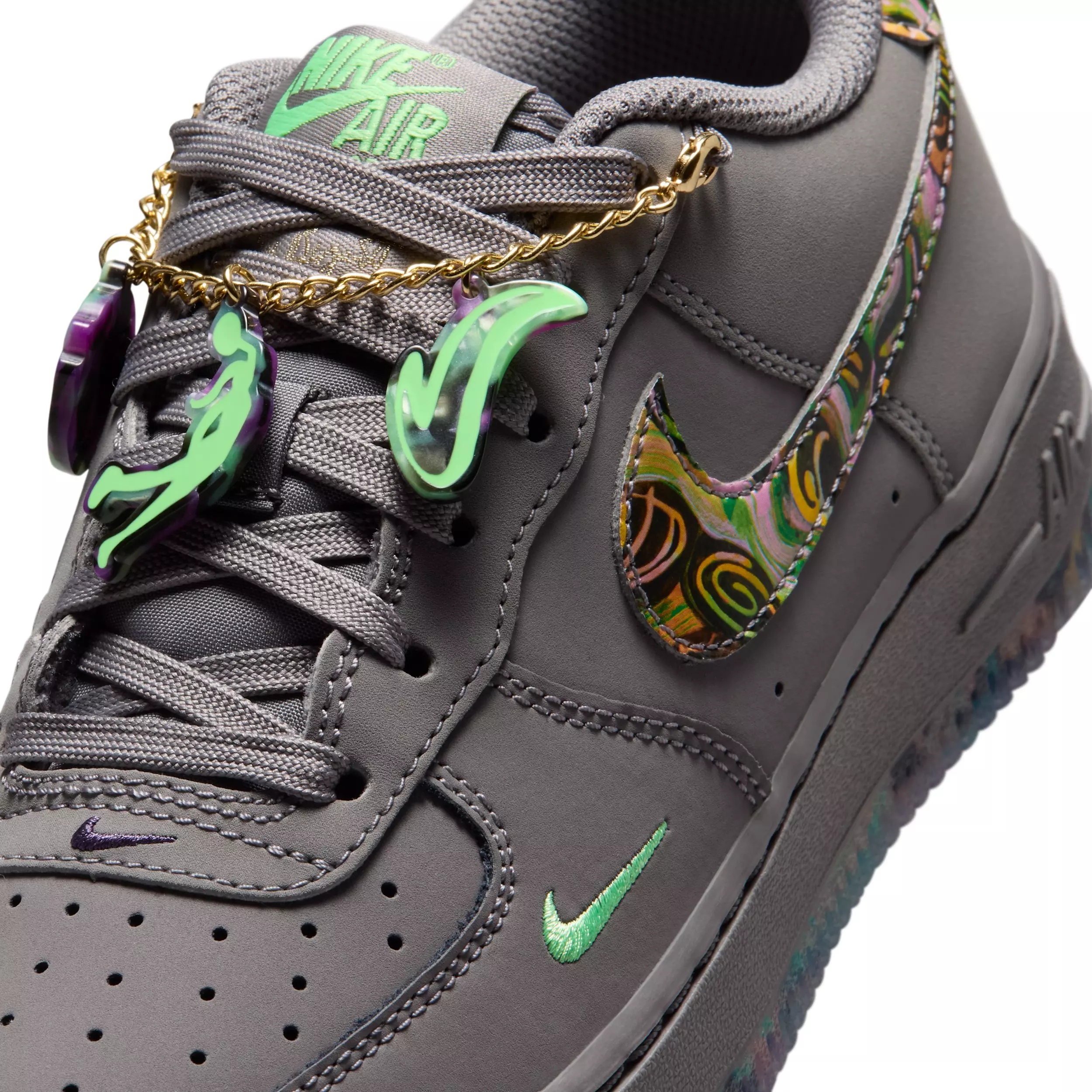 Nike Air Force 1 "Pencil Point/Illusion Green/Dark Raisin/Multi-Color" Grade School Boys' Shoe - PENCIL/GREEN/DK RAISIN/MULTI COLOR