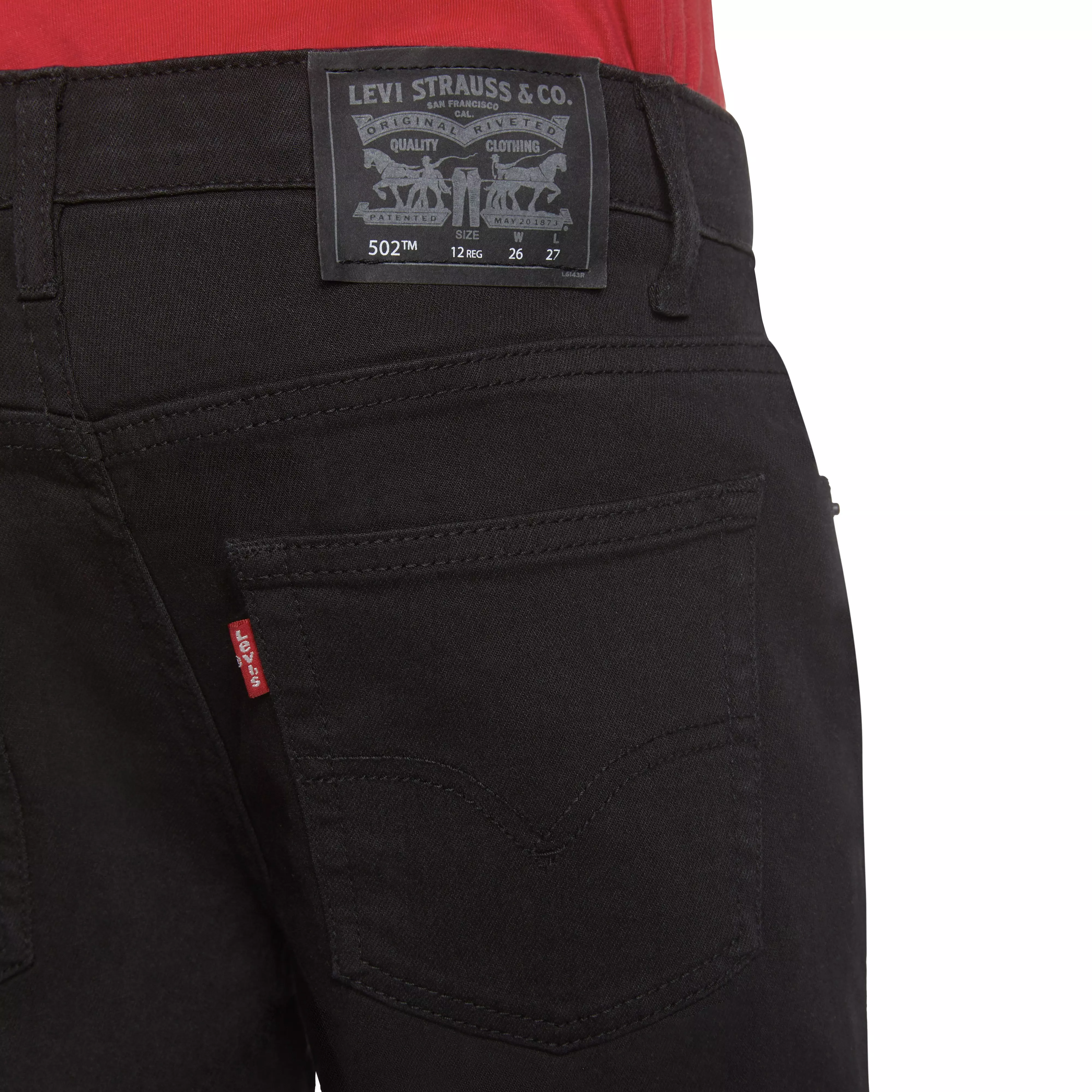 Levi's 502 Strong Performance Tapered Fit Black Wash Big Boys' Black Denim Jeans - BLACK