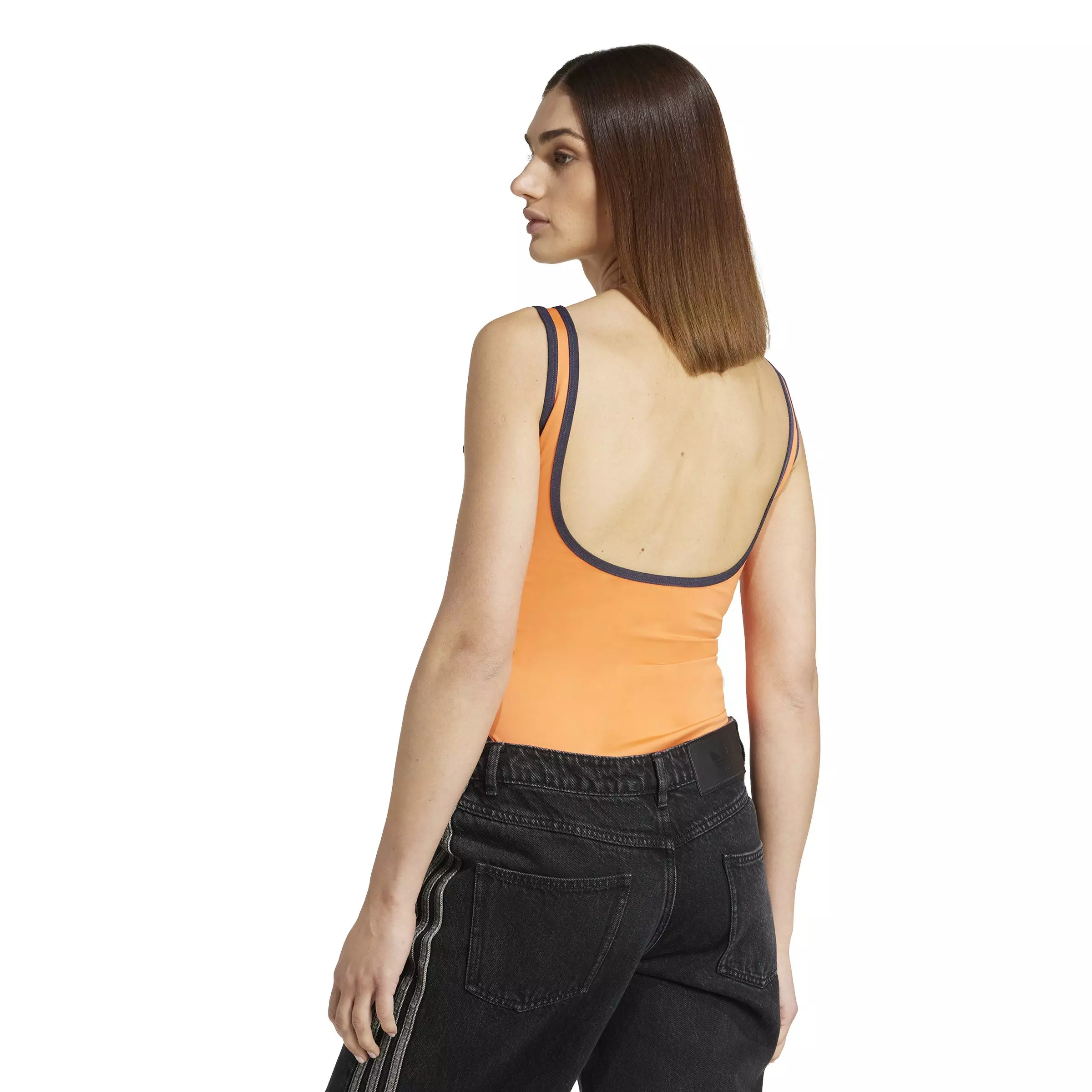 adidas Originals Women's Linear Logo Bodysuit -Orange - ORANGE