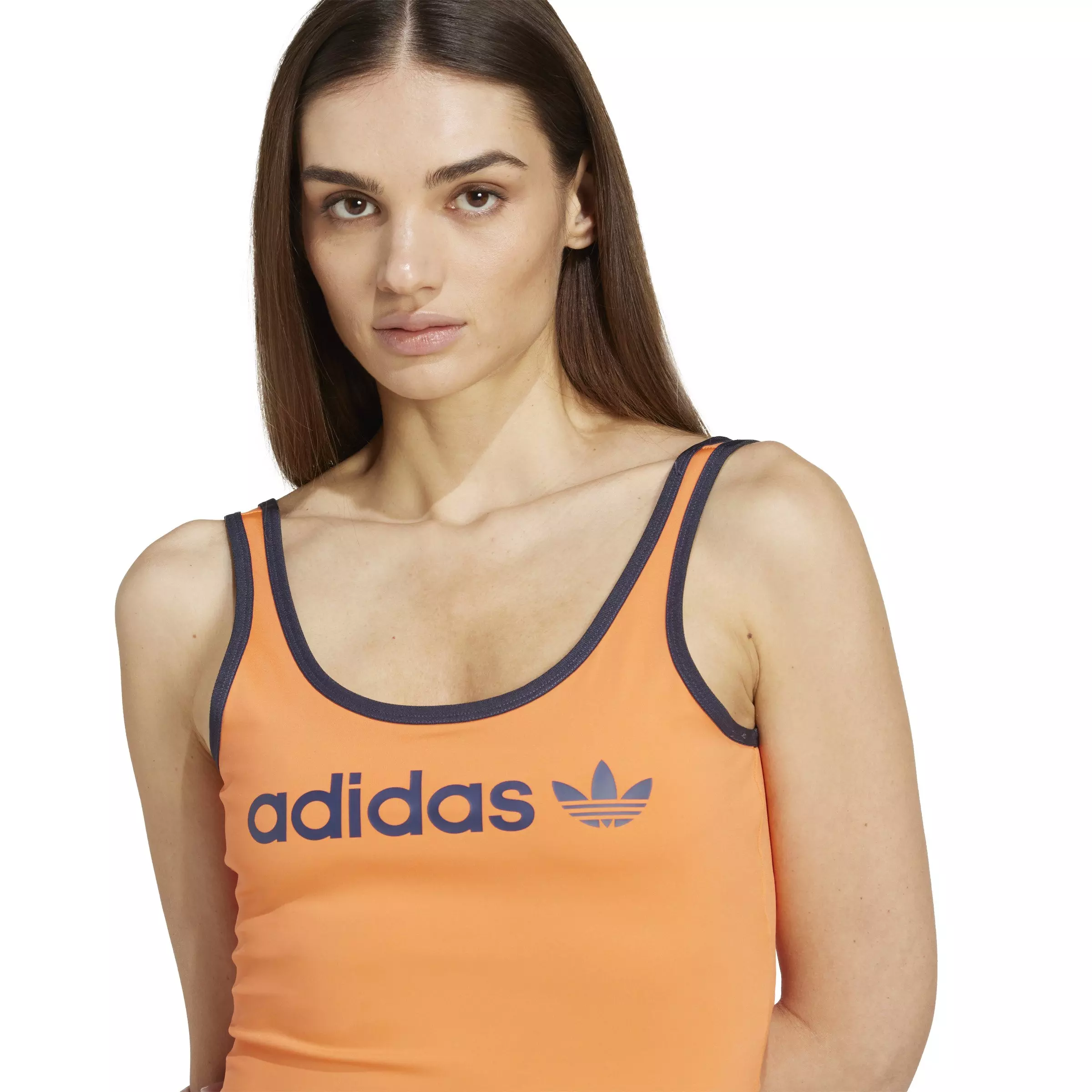 adidas Originals Women's Linear Logo Bodysuit -Orange - ORANGE