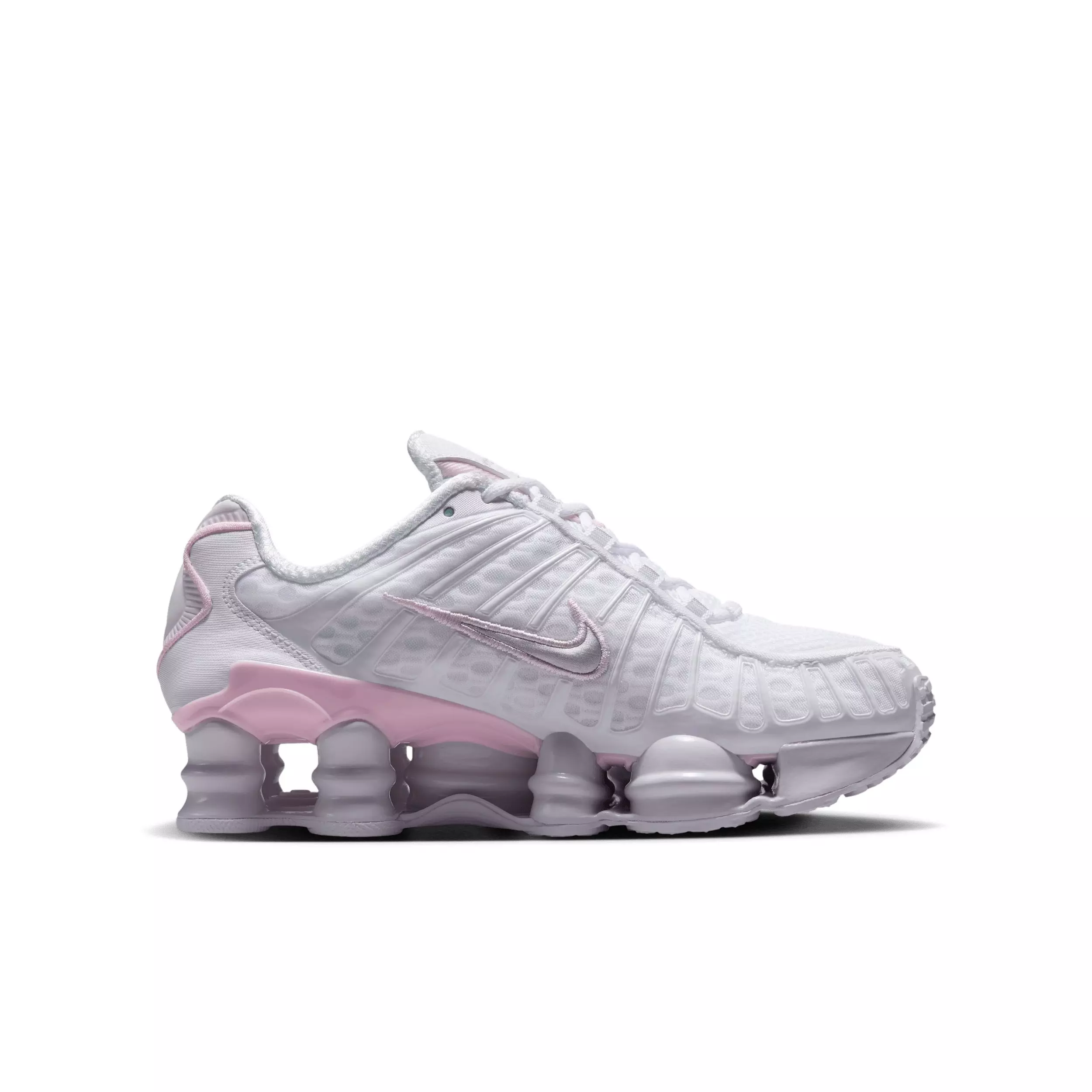 Nike Shox TL "White/Pink Foam/Metallic Silver" Grade School Girls' Shoe - WHITE/PINK/SILVER