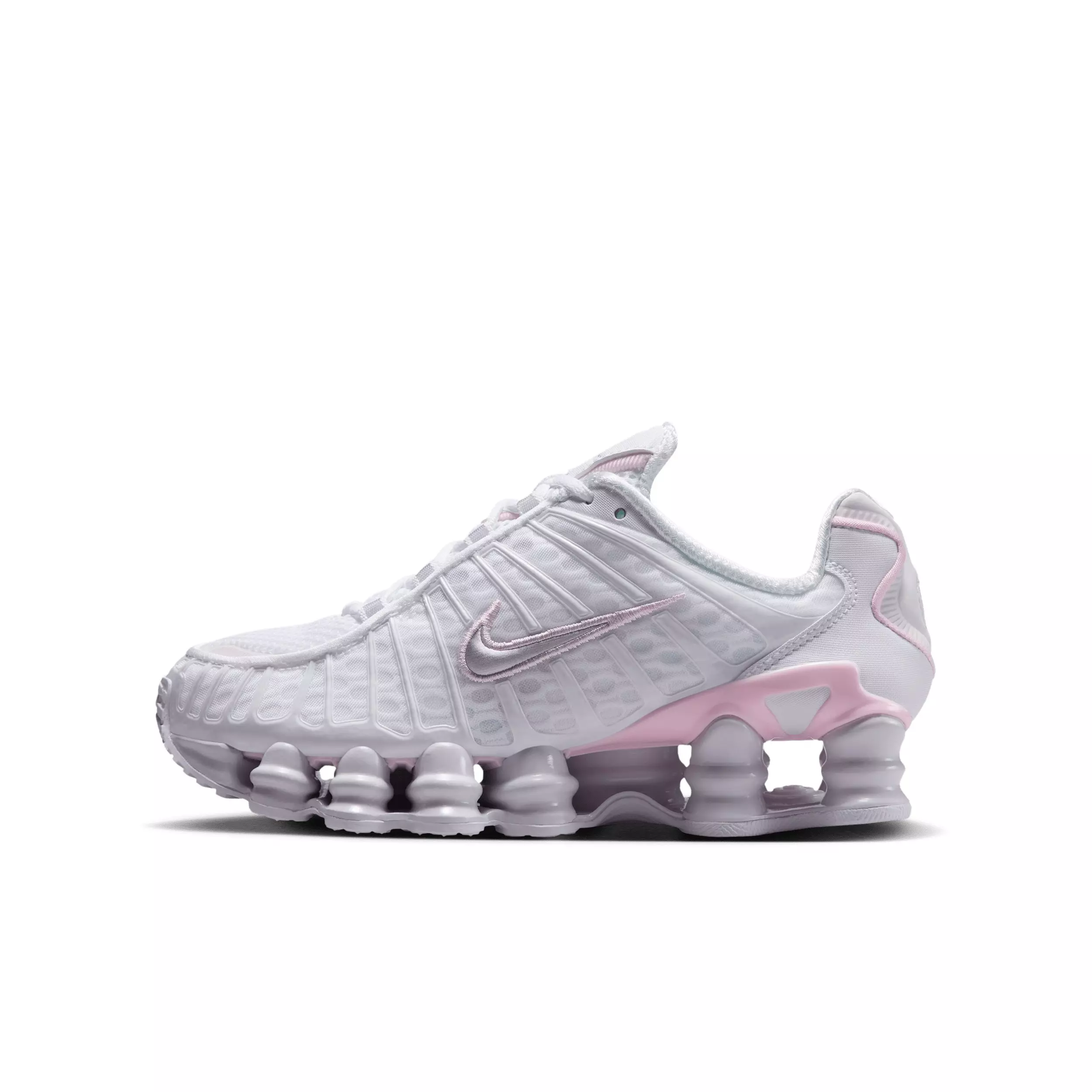 Nike Shox TL "White/Pink Foam/Metallic Silver" Grade School Girls' Shoe - WHITE/PINK/SILVER