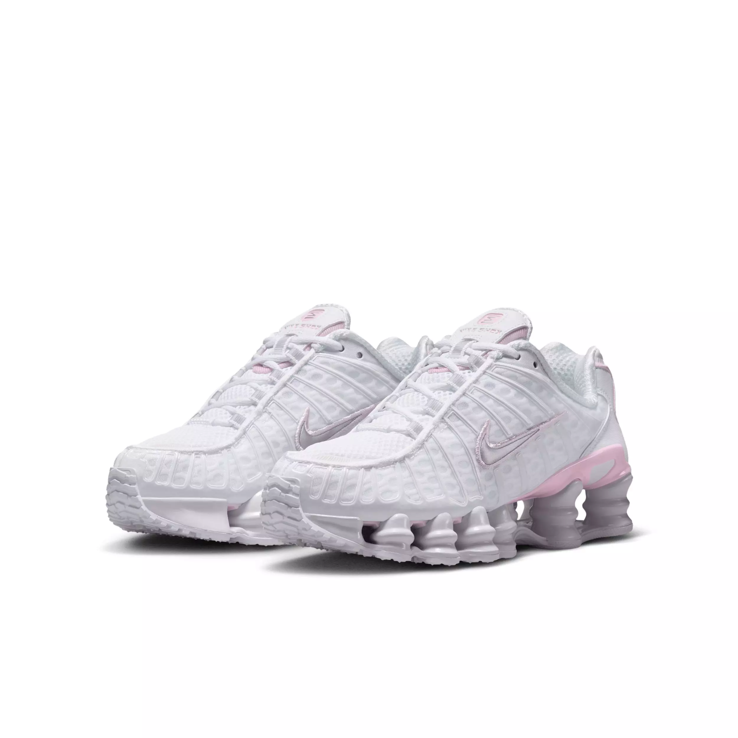 Nike Shox TL "White/Pink Foam/Metallic Silver" Grade School Girls' Shoe - WHITE/PINK/SILVER