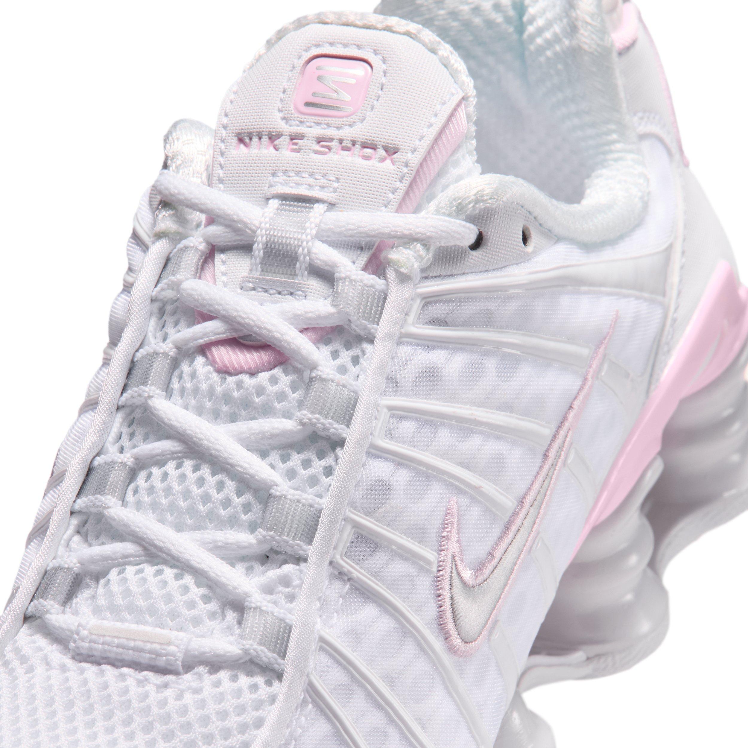 Nike Shox TL "White/Pink Foam/Metallic Silver" Grade School Girls' Shoe - WHITE/PINK/SILVER Thumbnail View 7