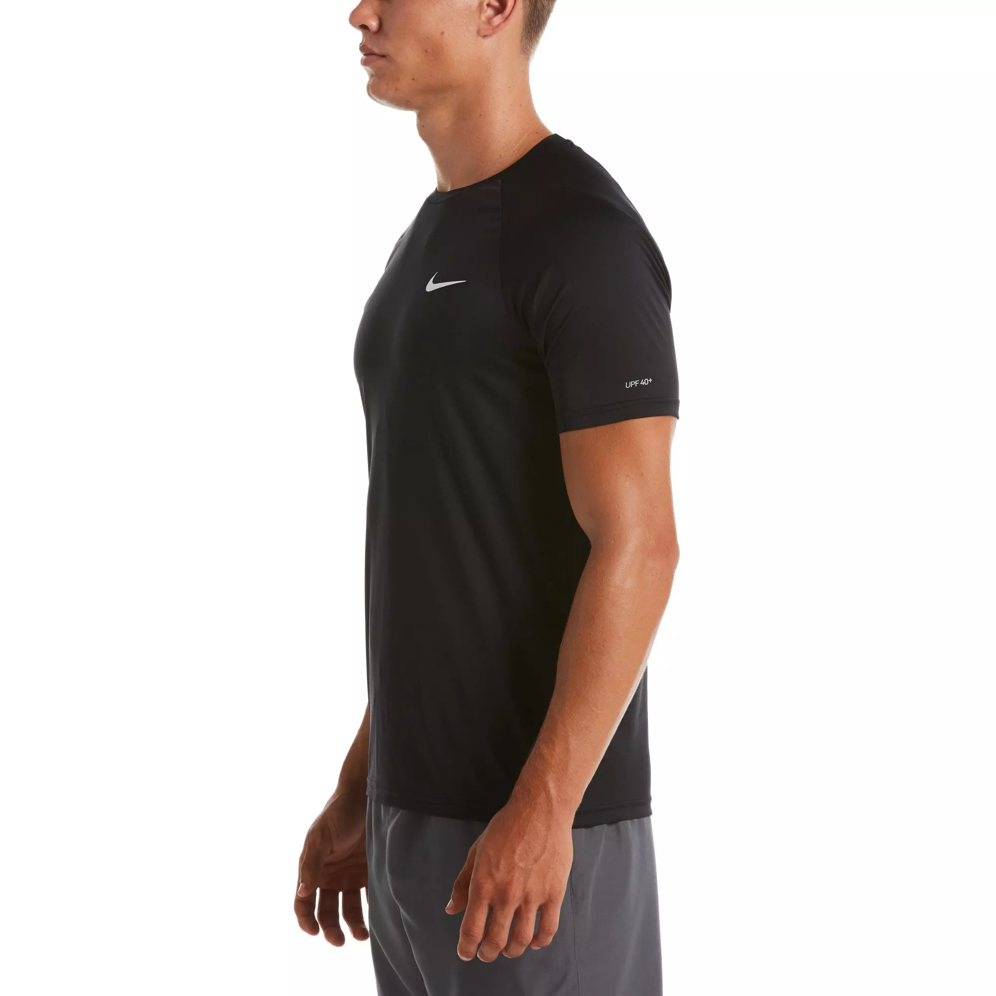 Nike Men's Swim Essential Short Sleeve Hydroguard - BLACK