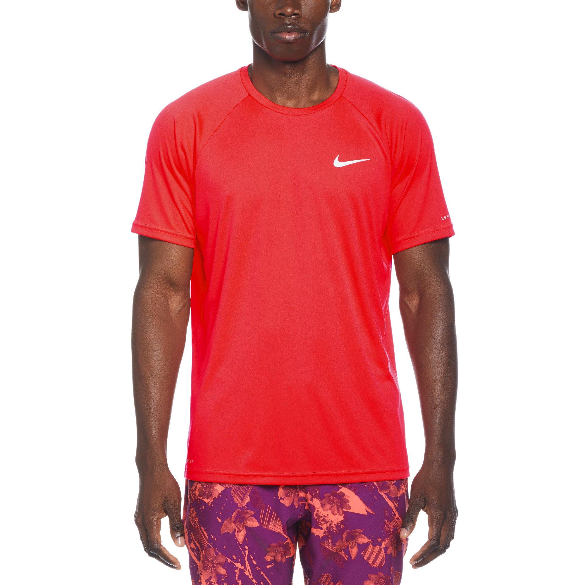 Nike Men's Swim Essential Short Sleeve Hydroguard - RED Thumbnail View 1