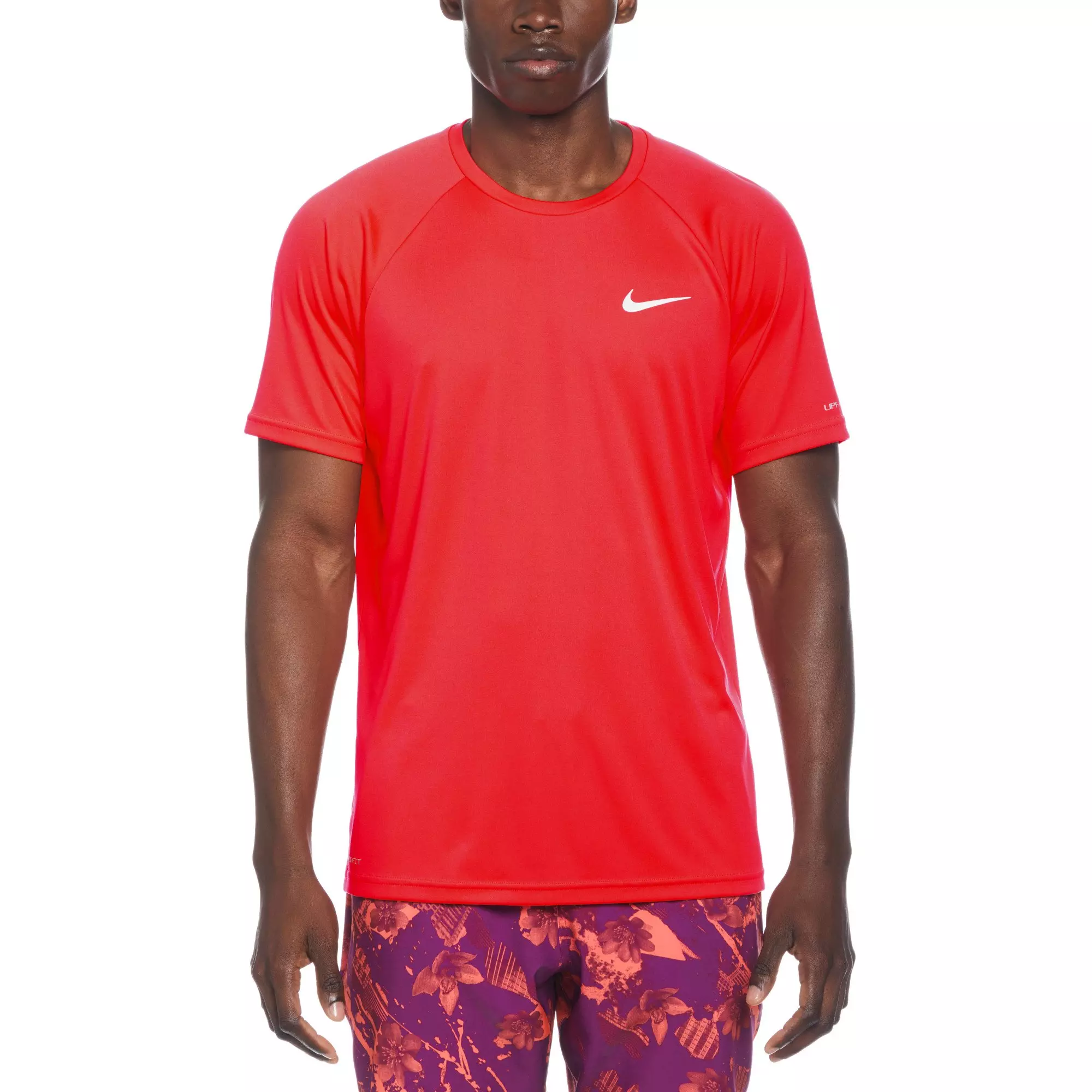 Nike Men's Swim Essential Short Sleeve Hydroguard - RED