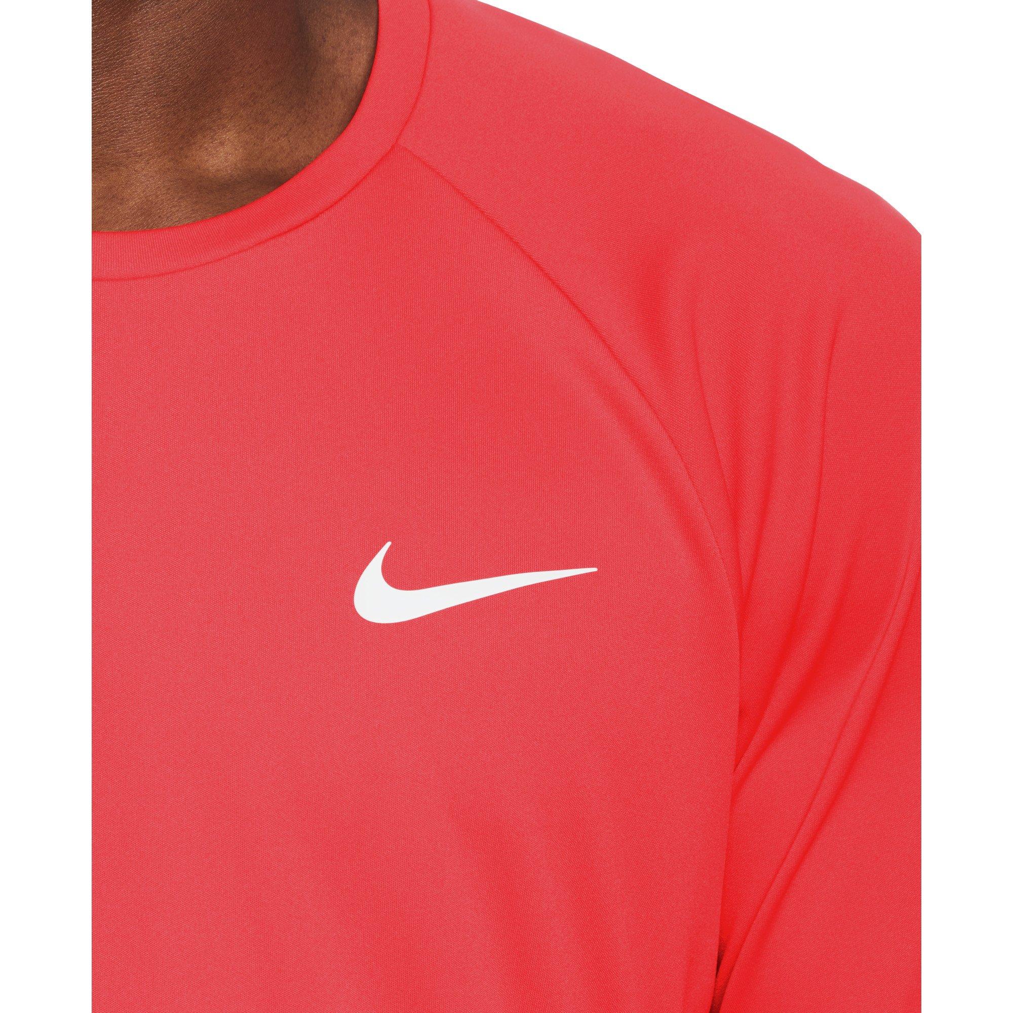 Nike Men's Swim Essential Short Sleeve Hydroguard - RED Thumbnail View 3