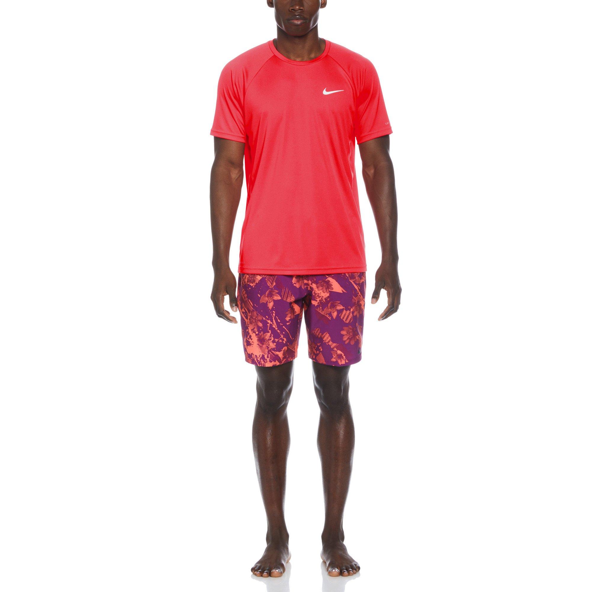 Nike Men's Swim Essential Short Sleeve Hydroguard - RED Thumbnail View 5