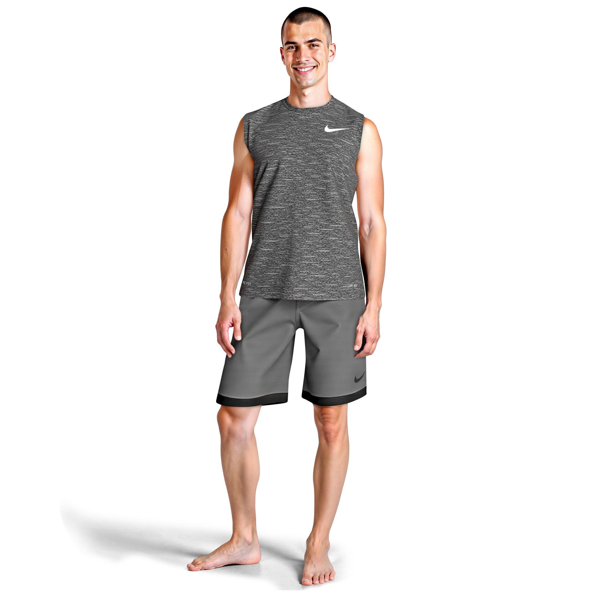 Nike Men's Swim Heather Sleeveless Hydroguard - BLACK Thumbnail View 6