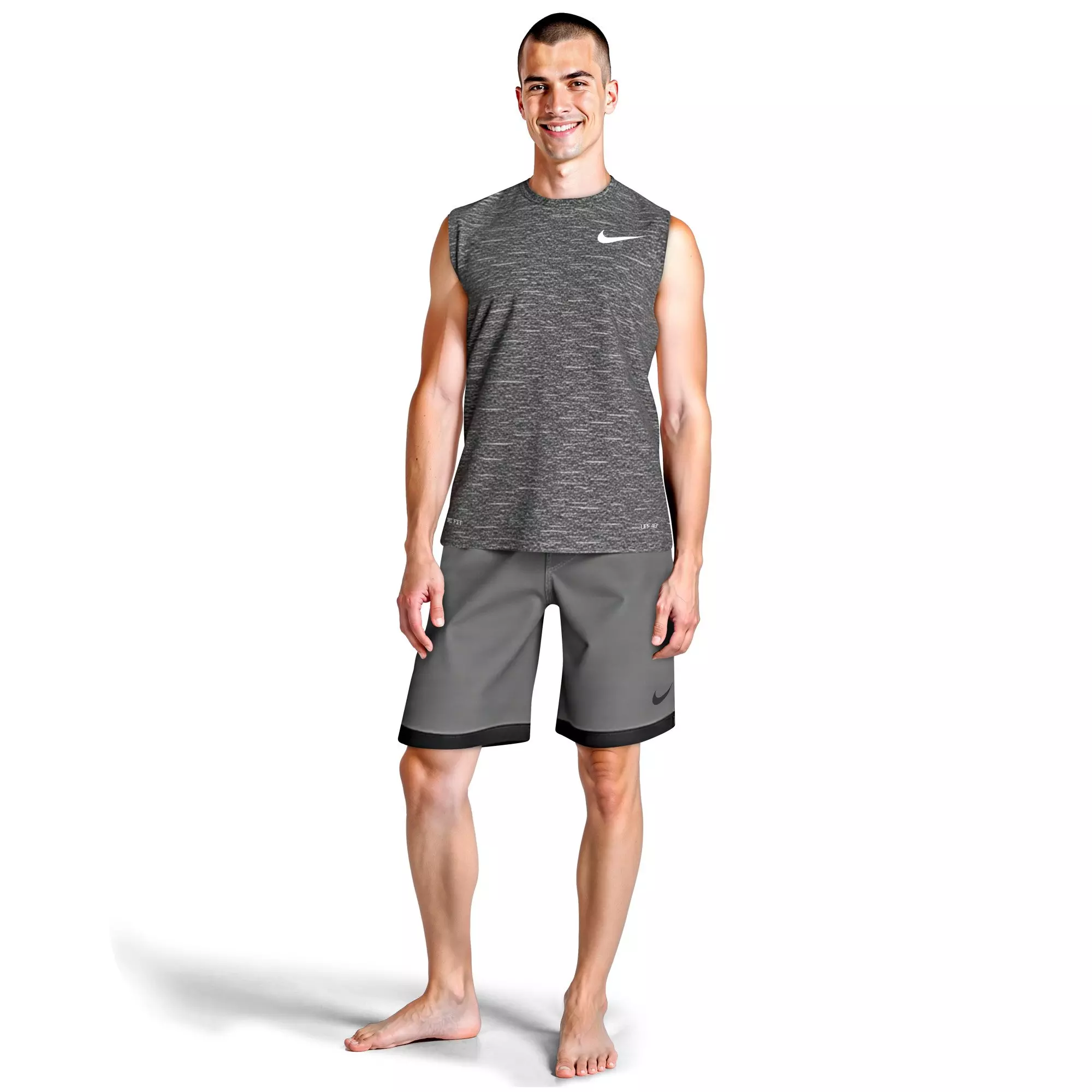 Nike Men's Swim Heather Sleeveless Hydroguard - BLACK