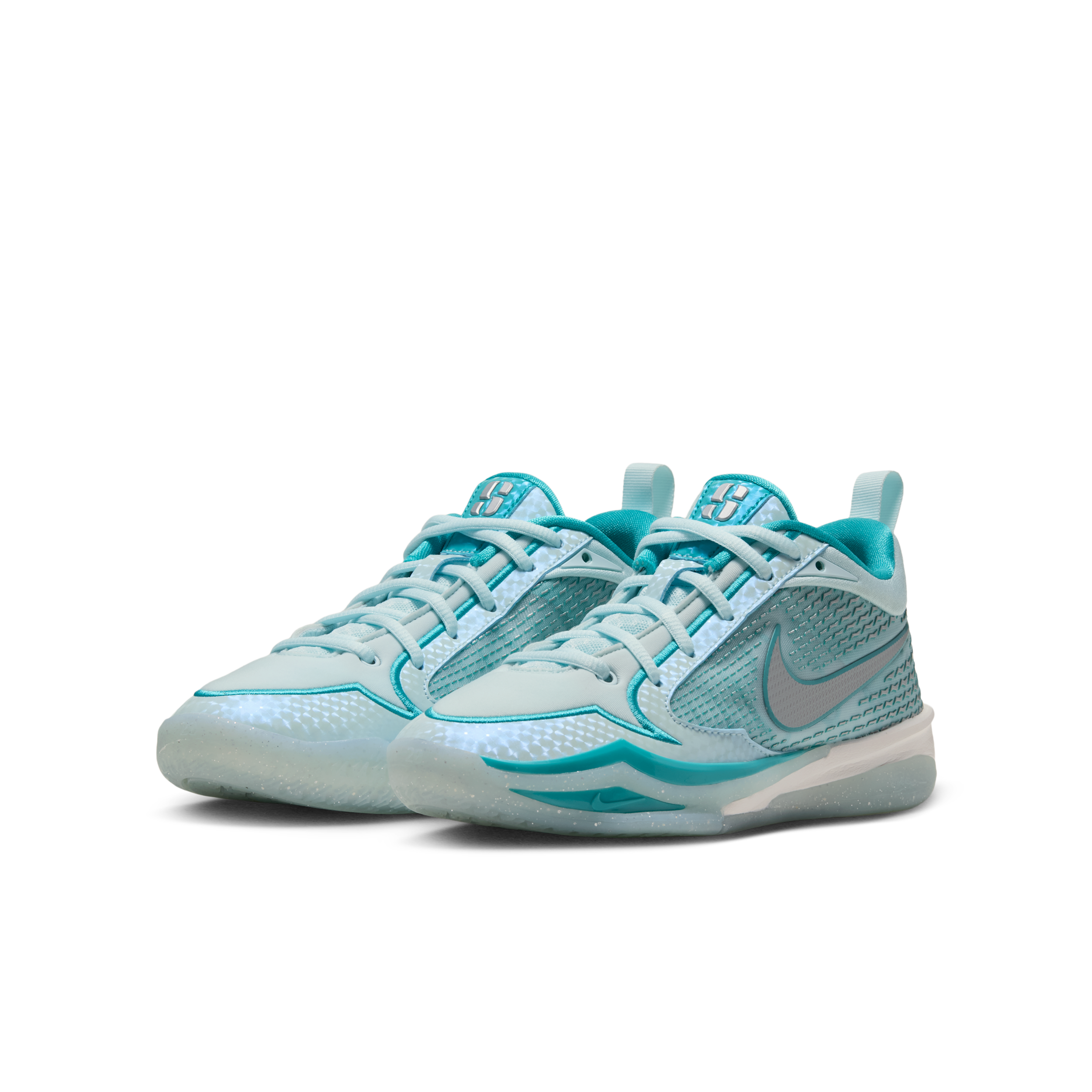 Nike Sabrina 4 "Eyes on the Prize" Grade School Kids' Basketball Shoe - GLACIER BLUE/SAIL/DUSTY CACTUS/METALLIC SILVER