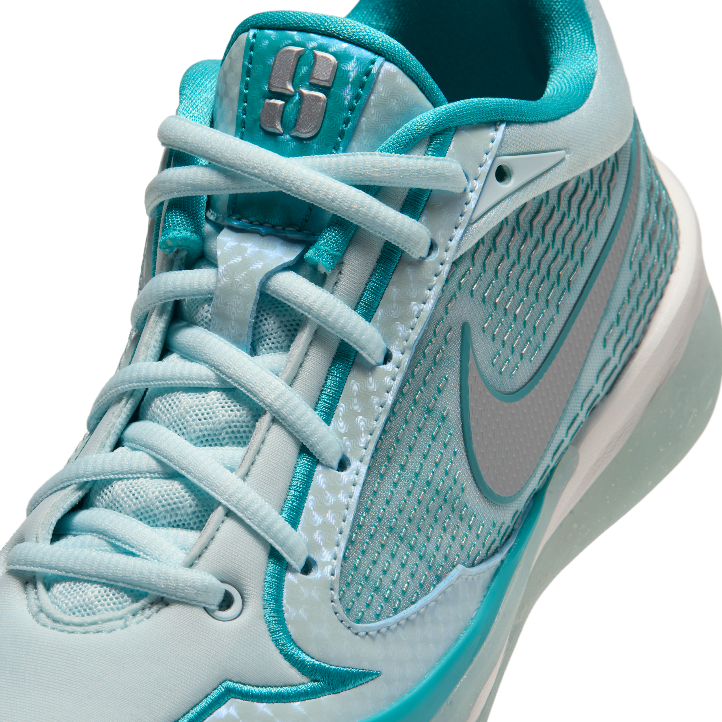 Nike Sabrina 4 "Eyes on the Prize" Grade School Kids' Basketball Shoe - GLACIER BLUE/SAIL/DUSTY CACTUS/METALLIC SILVER