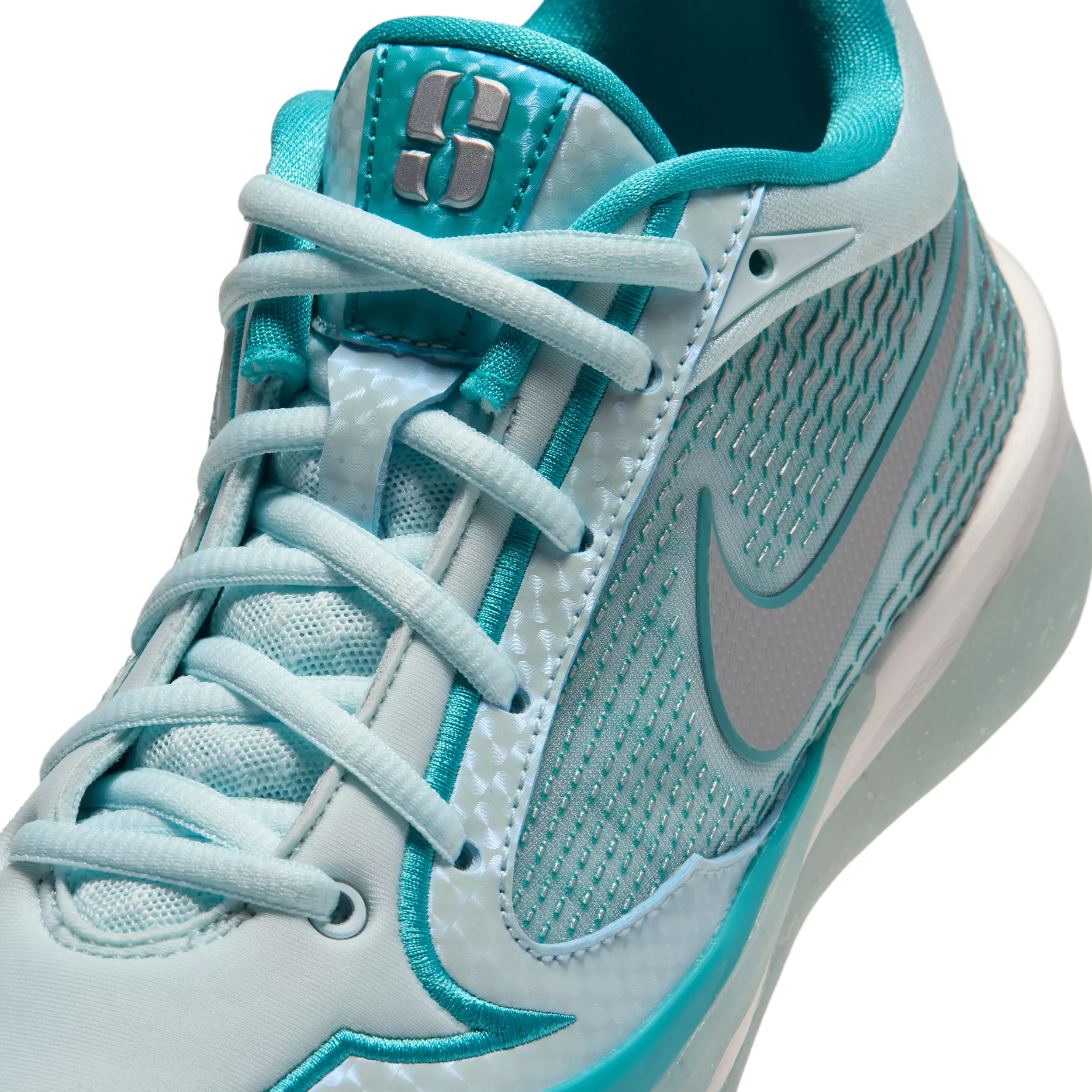Nike Sabrina 4 "Eyes on the Prize" Grade School Kids' Basketball Shoe - GLACIER BLUE/SAIL/DUSTY CACTUS/METALLIC SILVER
