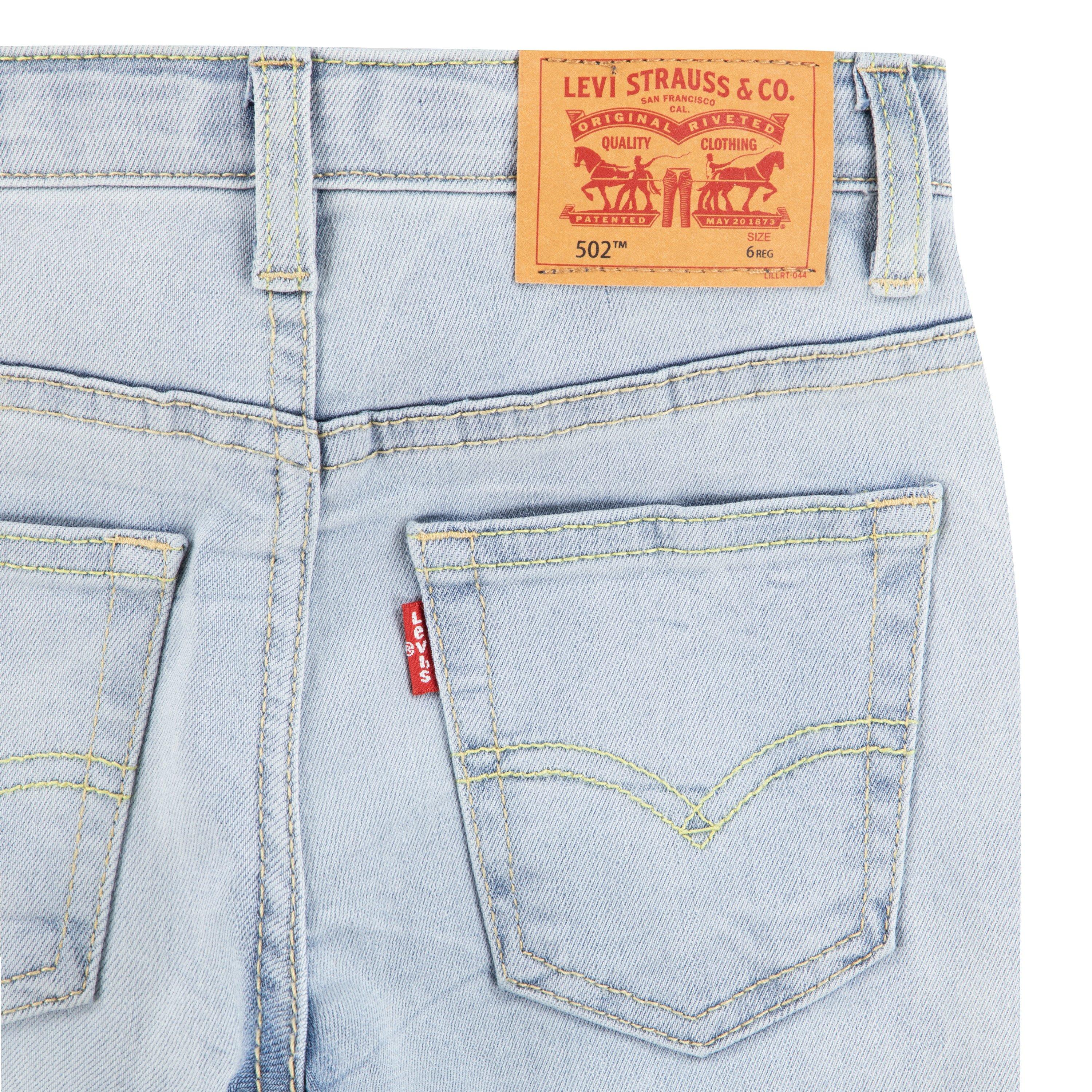 Levi's 502 Strong Performance Tapered Fit Lt Wash Little Boys' Lt Blue Denim Jeans - LT WASH BLUE Thumbnail View 7