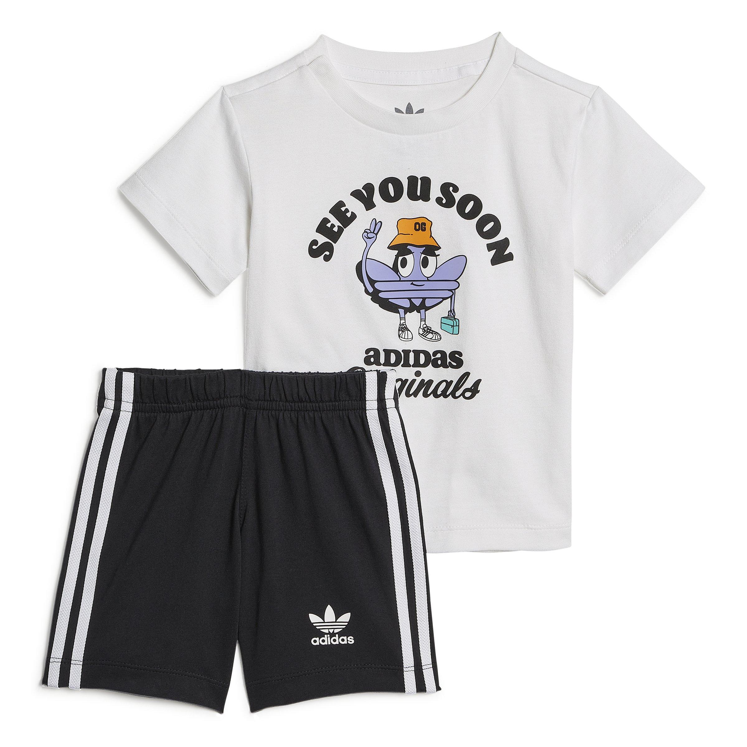 adidas Trefoil Shorts Tee Set - White, Kids' Lifestyle