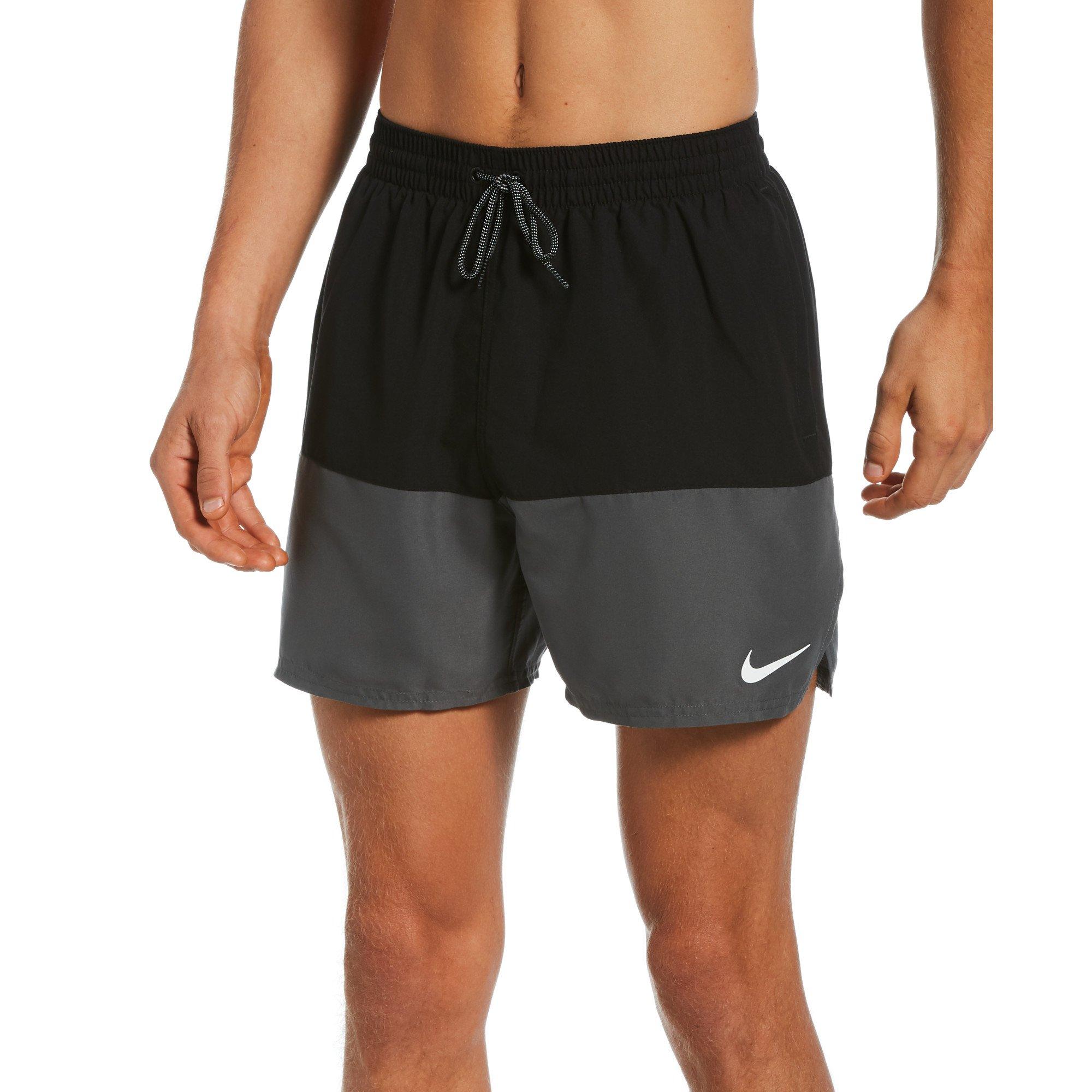 Nike Men's Swim Split 5" Volley Swim Shorts - Black/Grey - BLACK Thumbnail View 1