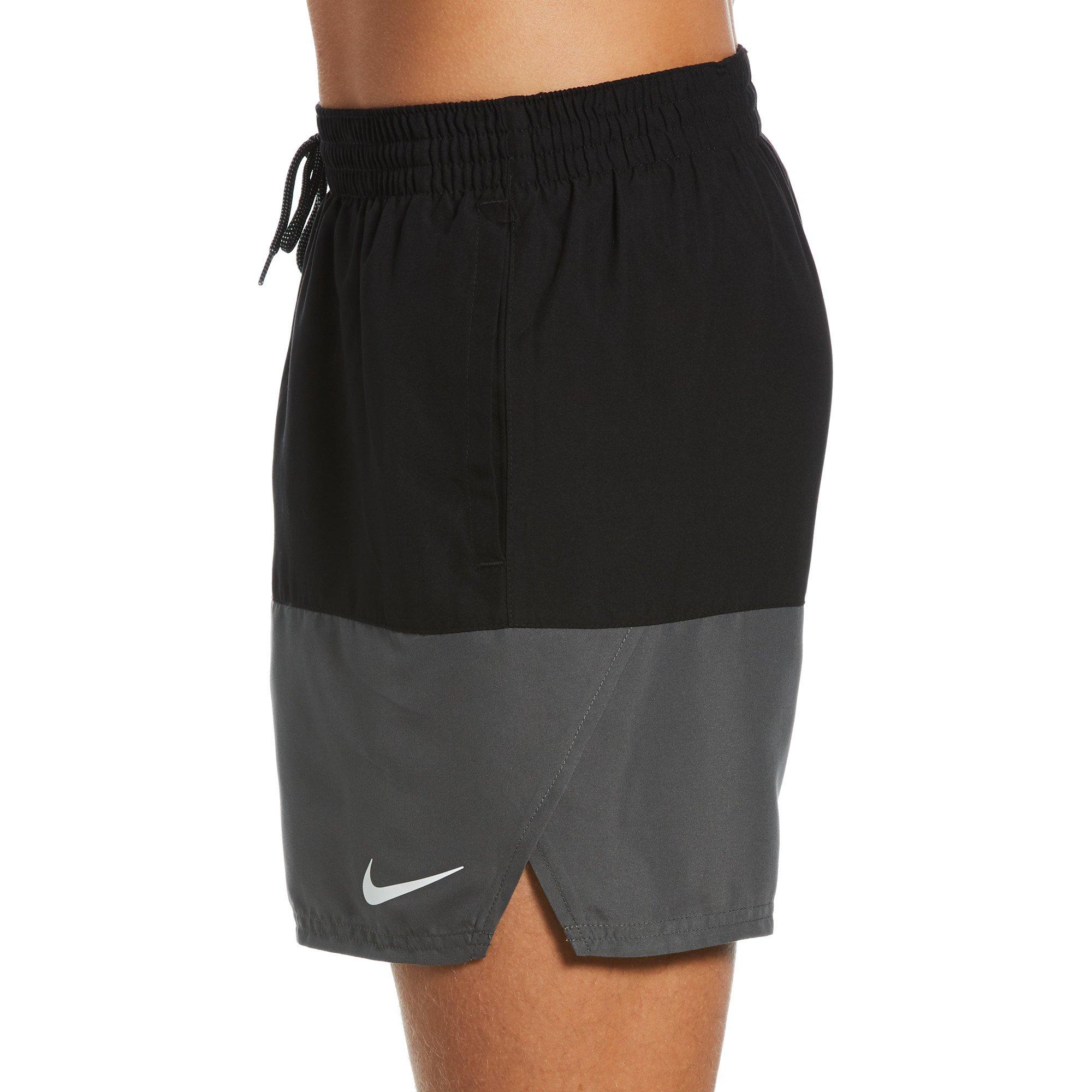 Nike Men's Swim Split 5" Volley Swim Shorts - Black/Grey - BLACK Thumbnail View 3
