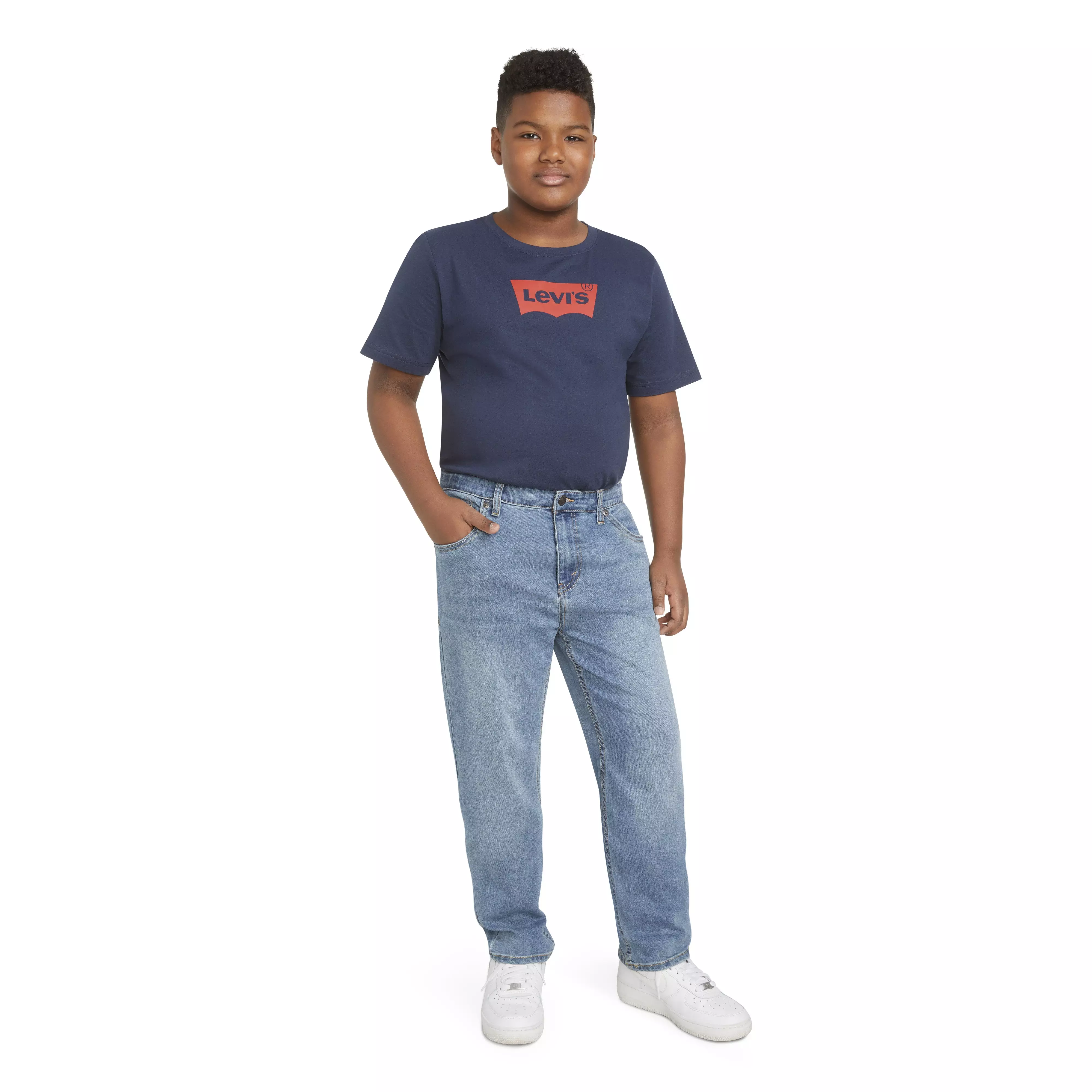 Levi's 502 Strong Performance Tapered Fit Med Wash Big Boys' Light Blue Denim Jeans - LT BLUE