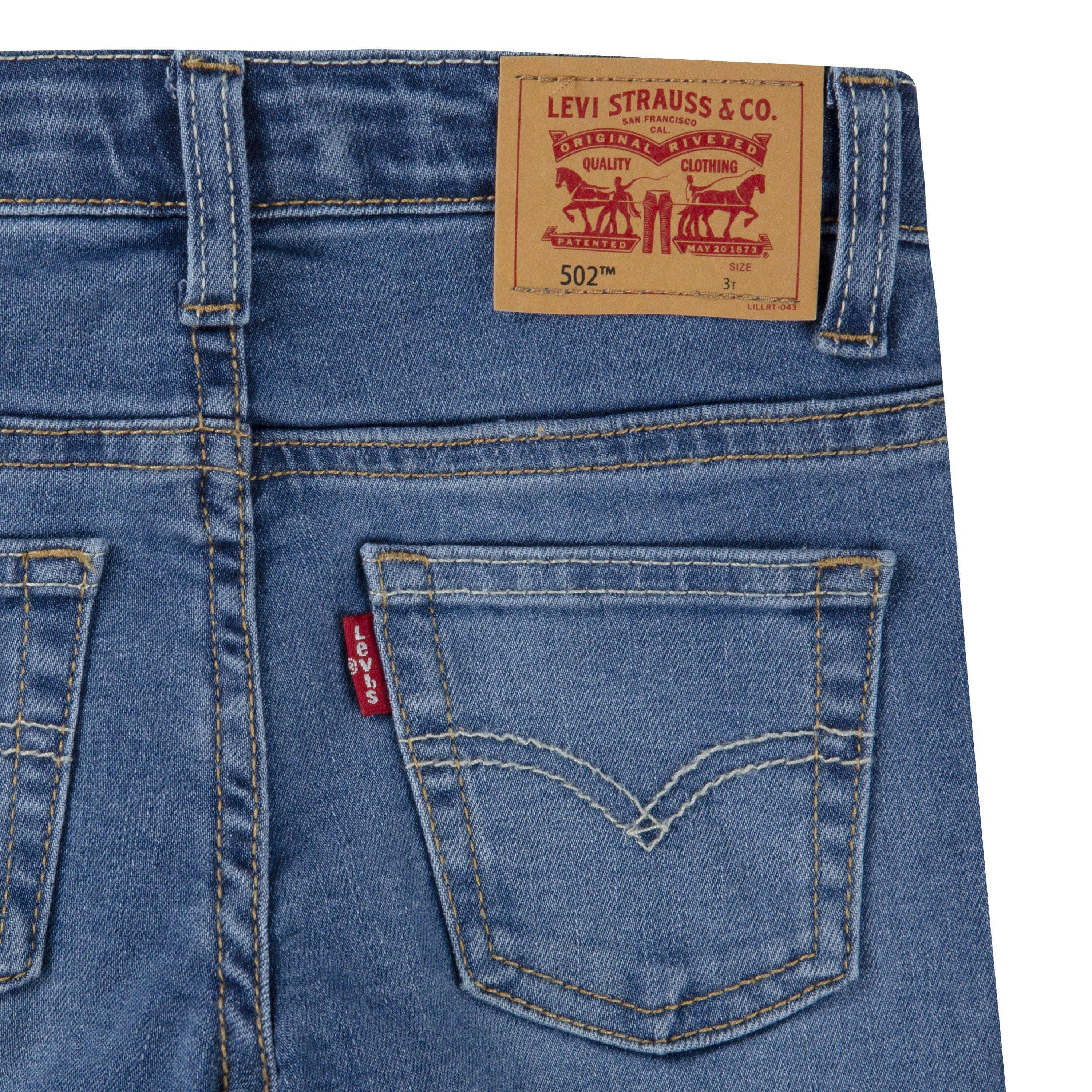 Levi's 502 Strong Performance Tapered Fit Lt Wash Toddler Boys' Blue Denim Jeans - BLUE Thumbnail View 6
