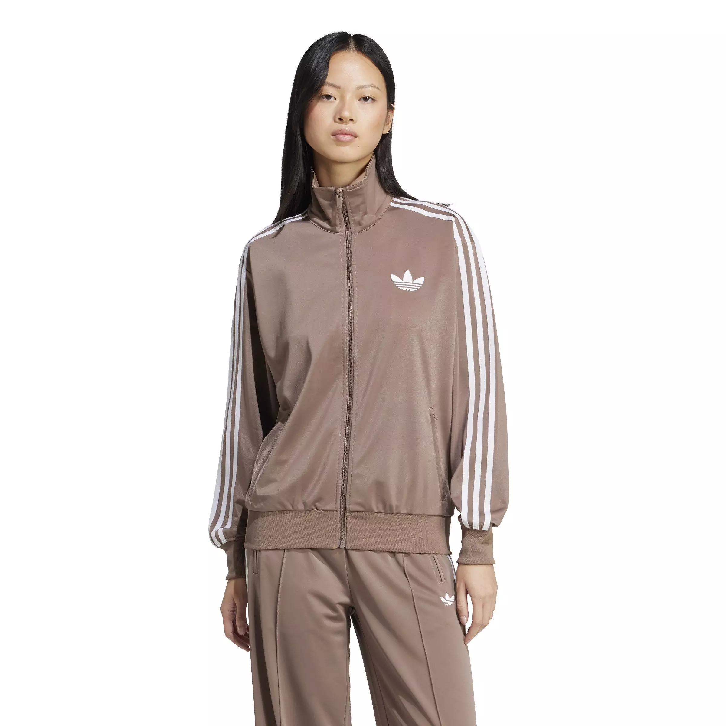 adidas Originals Women's Adicolor Classic Firebird Loose Track Top -Brown - BROWN