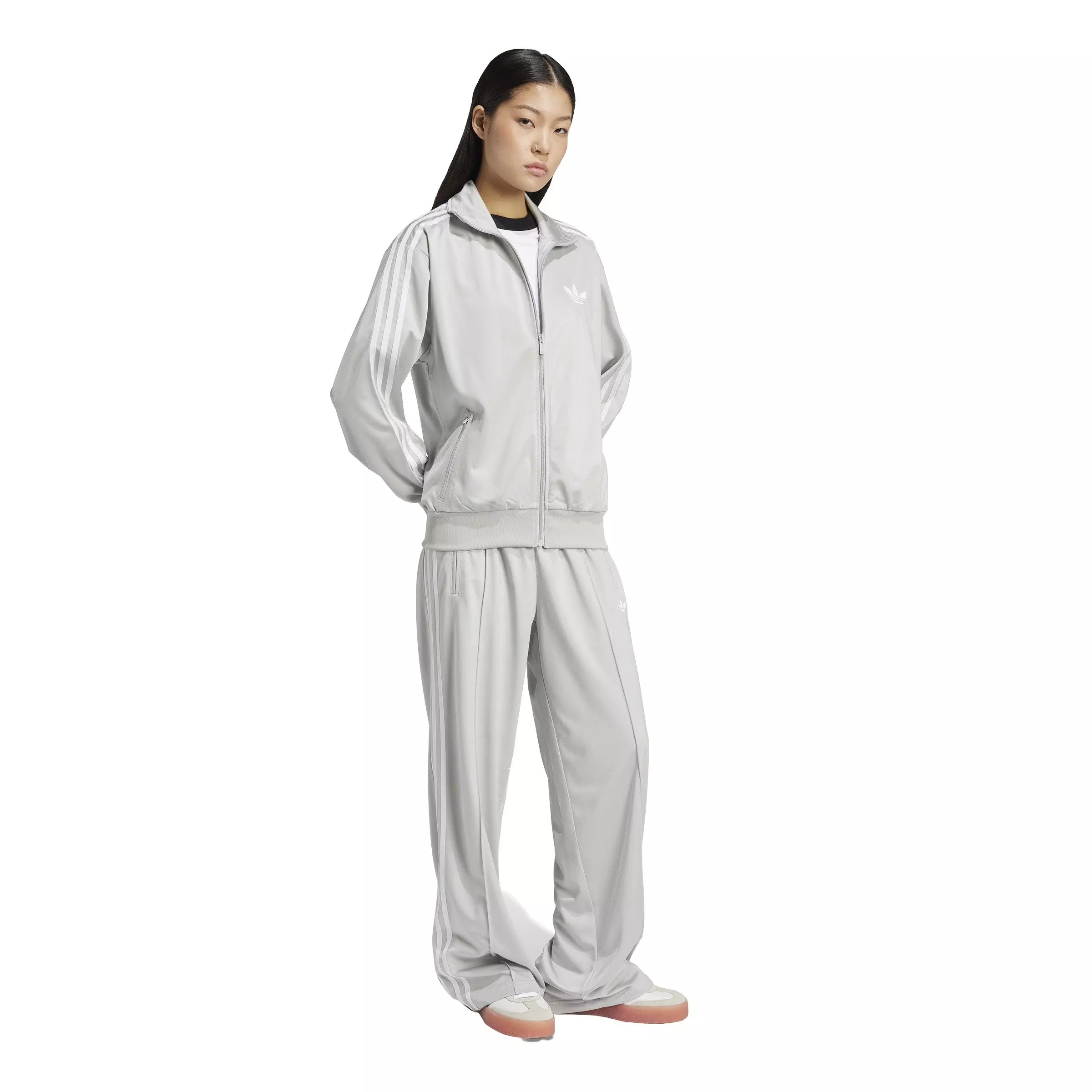 adidas Originals Women's Adicolor Classic Firebird Loose Track Top -Grey - GREY