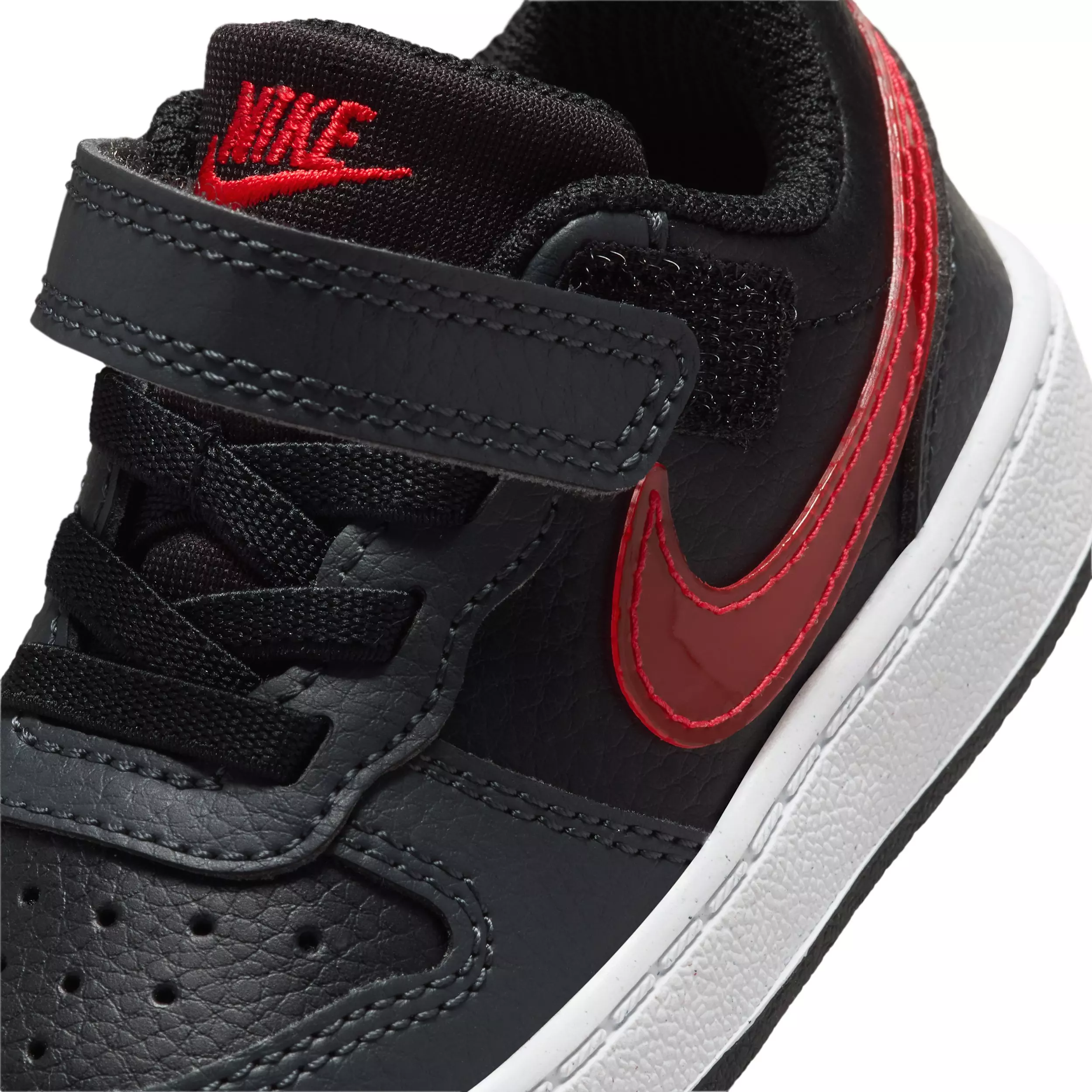 Nike Court Borough Low "Black/Anthracite/White/University Red" Infant Boys' Shoe - BLACK/ANTHRACITE/WHITE/RED