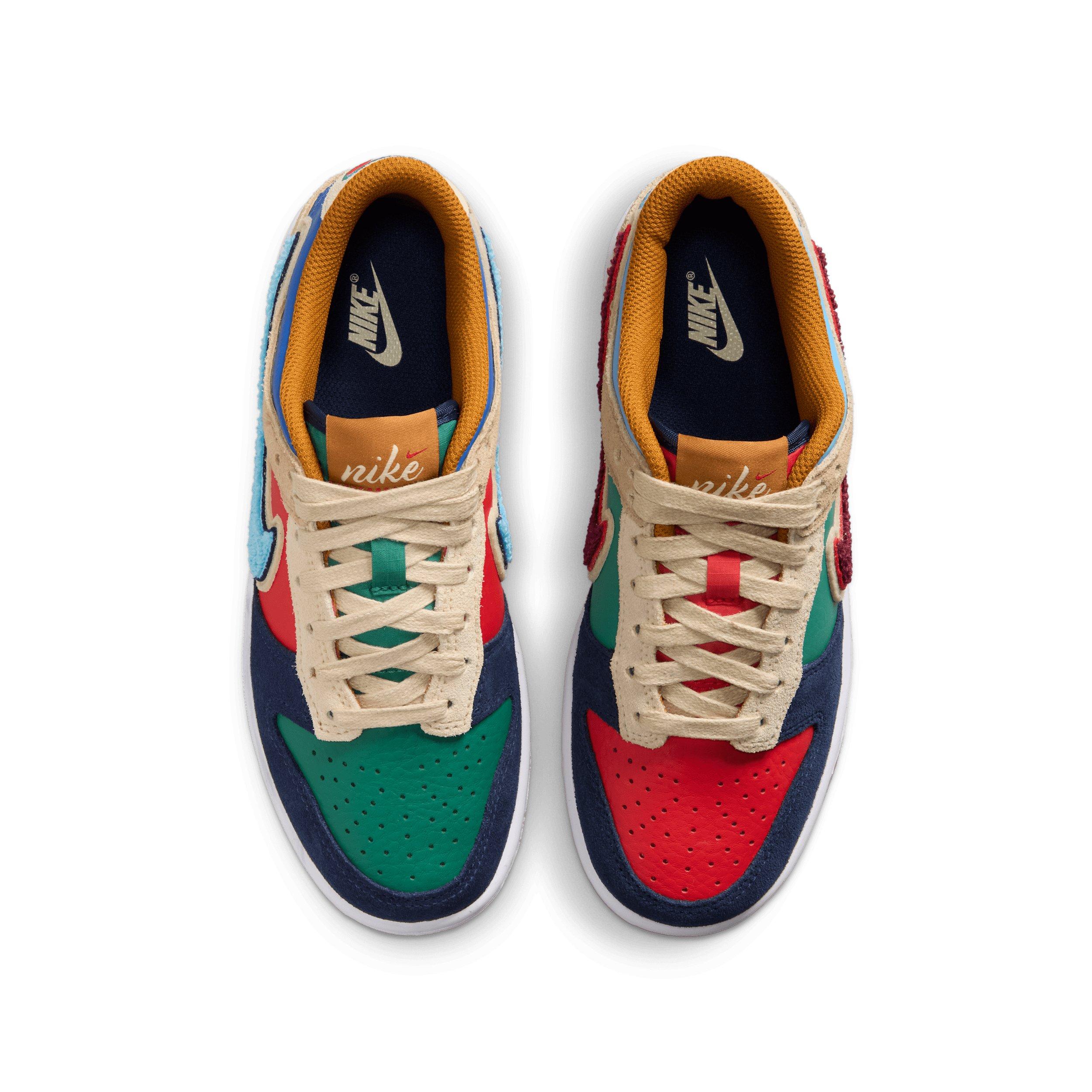 Nike Dunk Low Grade School Boys' "Midnight Navy/Green Noise/Linen/Speed Red" Shoe