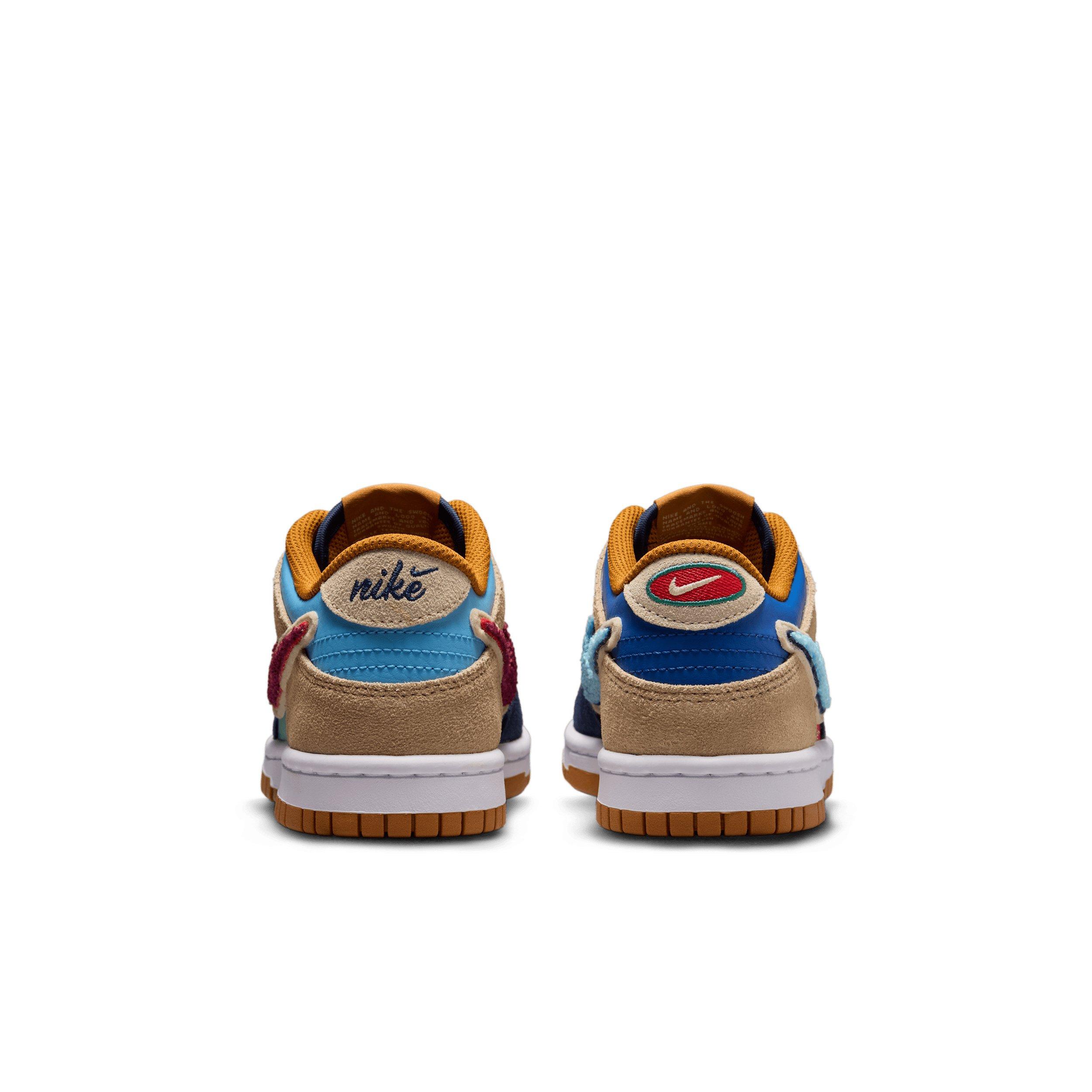 Nike Dunk Low Grade School Boys' "Midnight Navy/Green Noise/Linen/Speed Red" Shoe