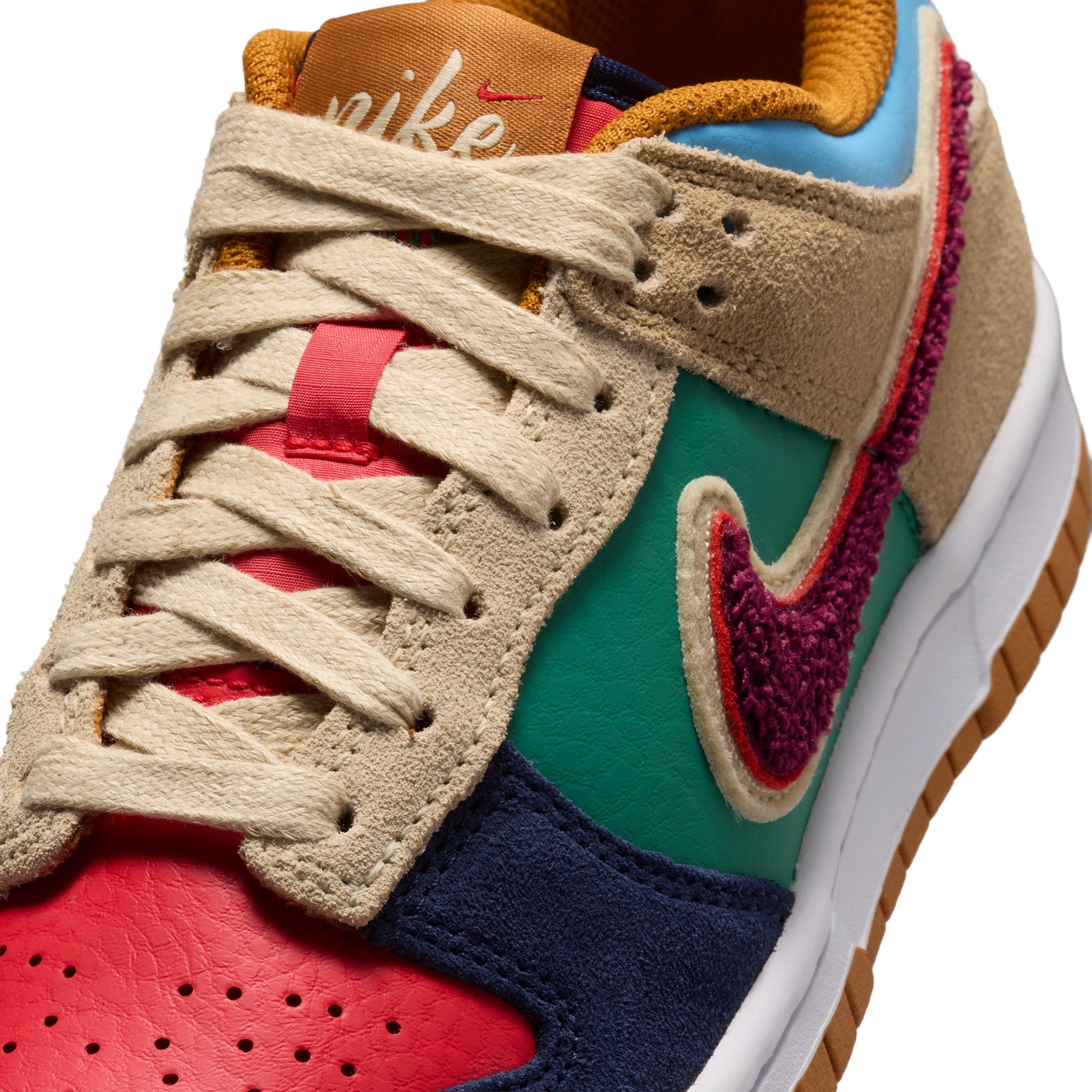 Nike Dunk Low Grade School Boys' "Midnight Navy/Green Noise/Linen/Speed Red" Shoe