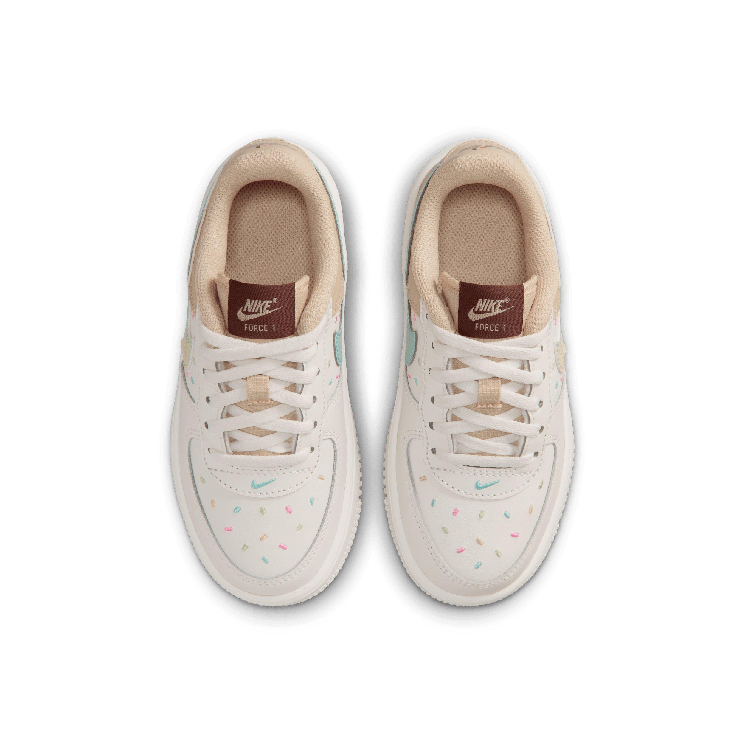 Nike Force 1 Low "Sail/Sesame/Bleached Turquoise/Multi-Color" Preschool Boys' Shoe - SAIL/SESAME/TURQUISE/MULTI COLOR