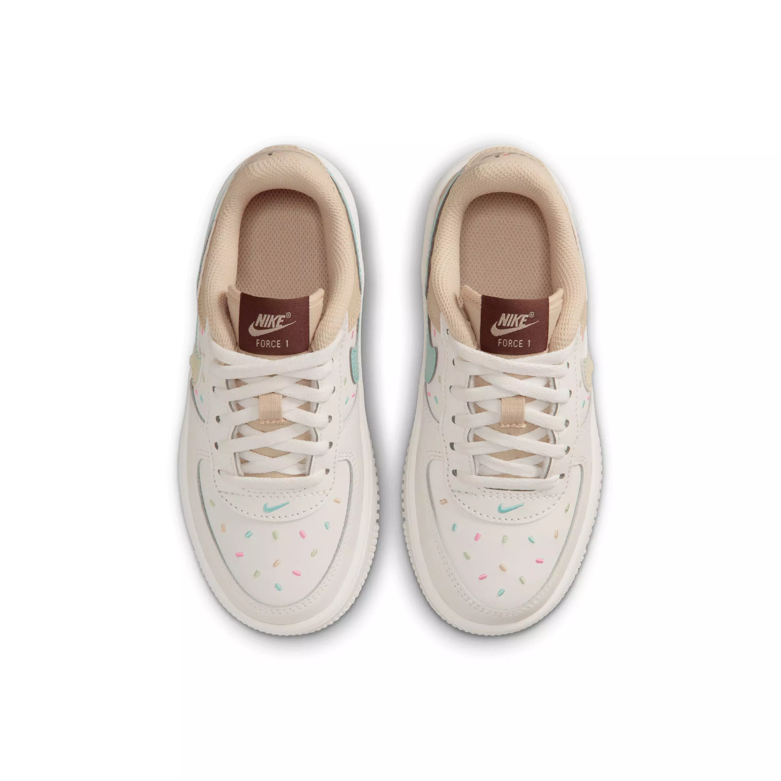 Nike Force 1 Low "Sail/Sesame/Bleached Turquoise/Multi-Color" Preschool Boys' Shoe - SAIL/SESAME/TURQUISE/MULTI COLOR