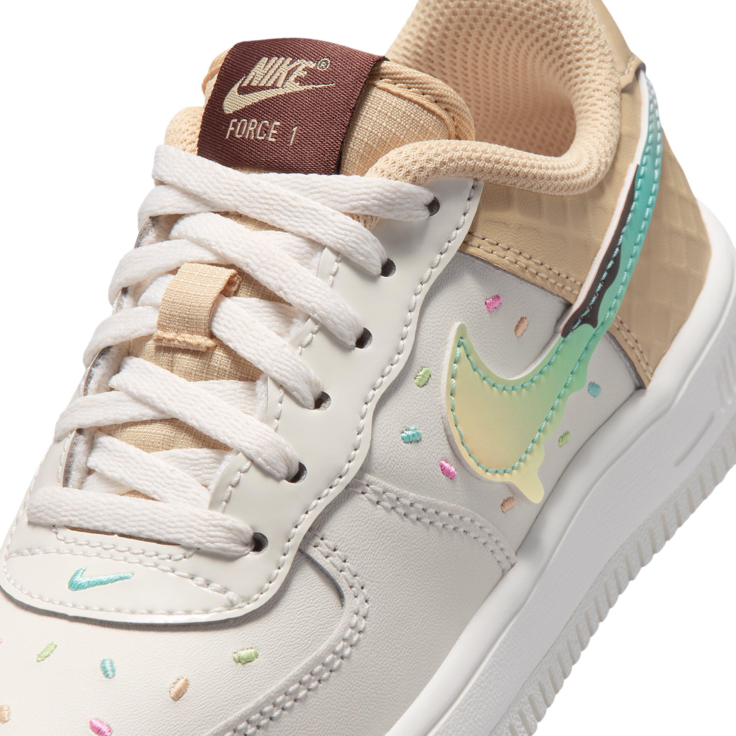 Nike Force 1 Low "Sail/Sesame/Bleached Turquoise/Multi-Color" Preschool Boys' Shoe - SAIL/SESAME/TURQUISE/MULTI COLOR