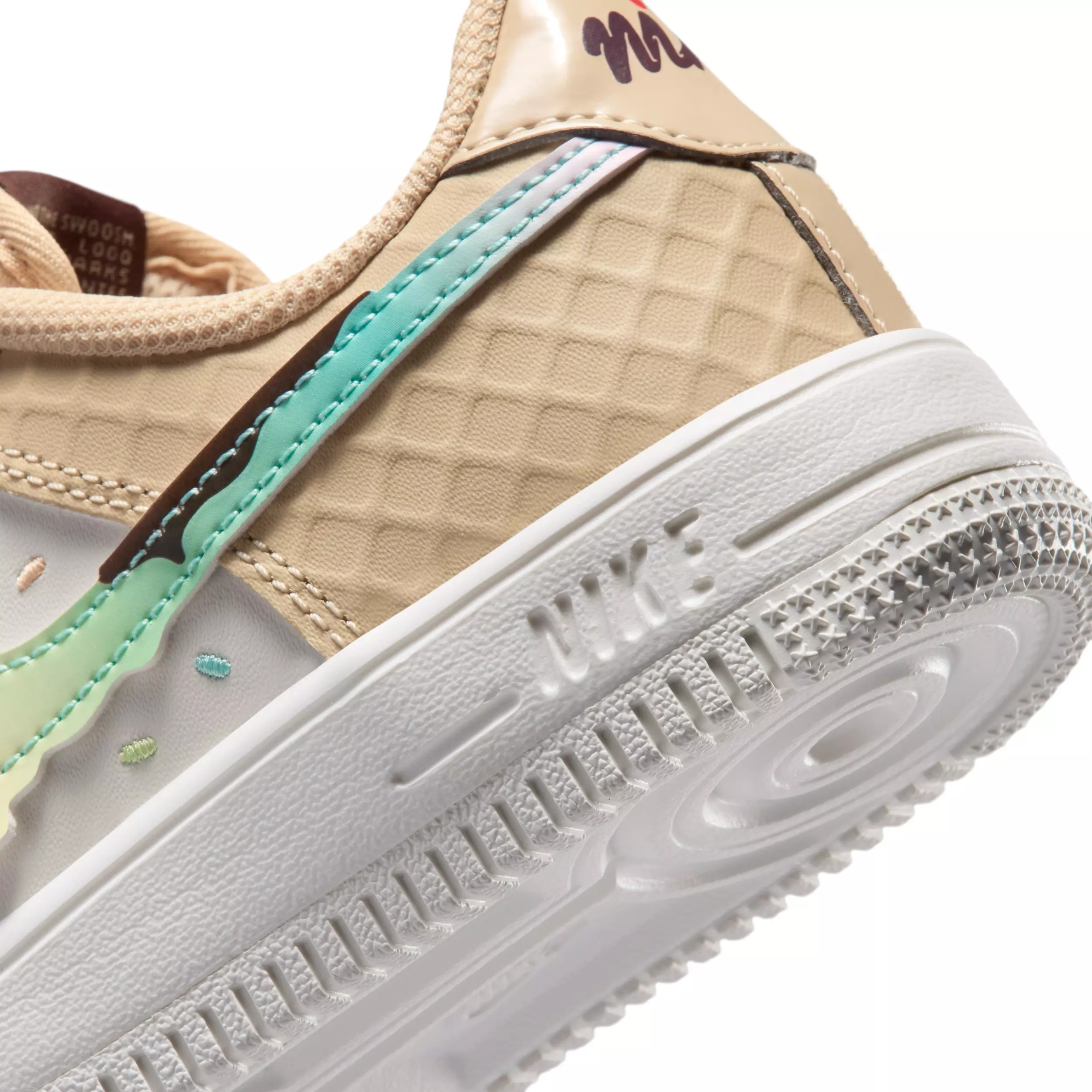 Nike Force 1 Low "Sail/Sesame/Bleached Turquoise/Multi-Color" Preschool Boys' Shoe - SAIL/SESAME/TURQUISE/MULTI COLOR