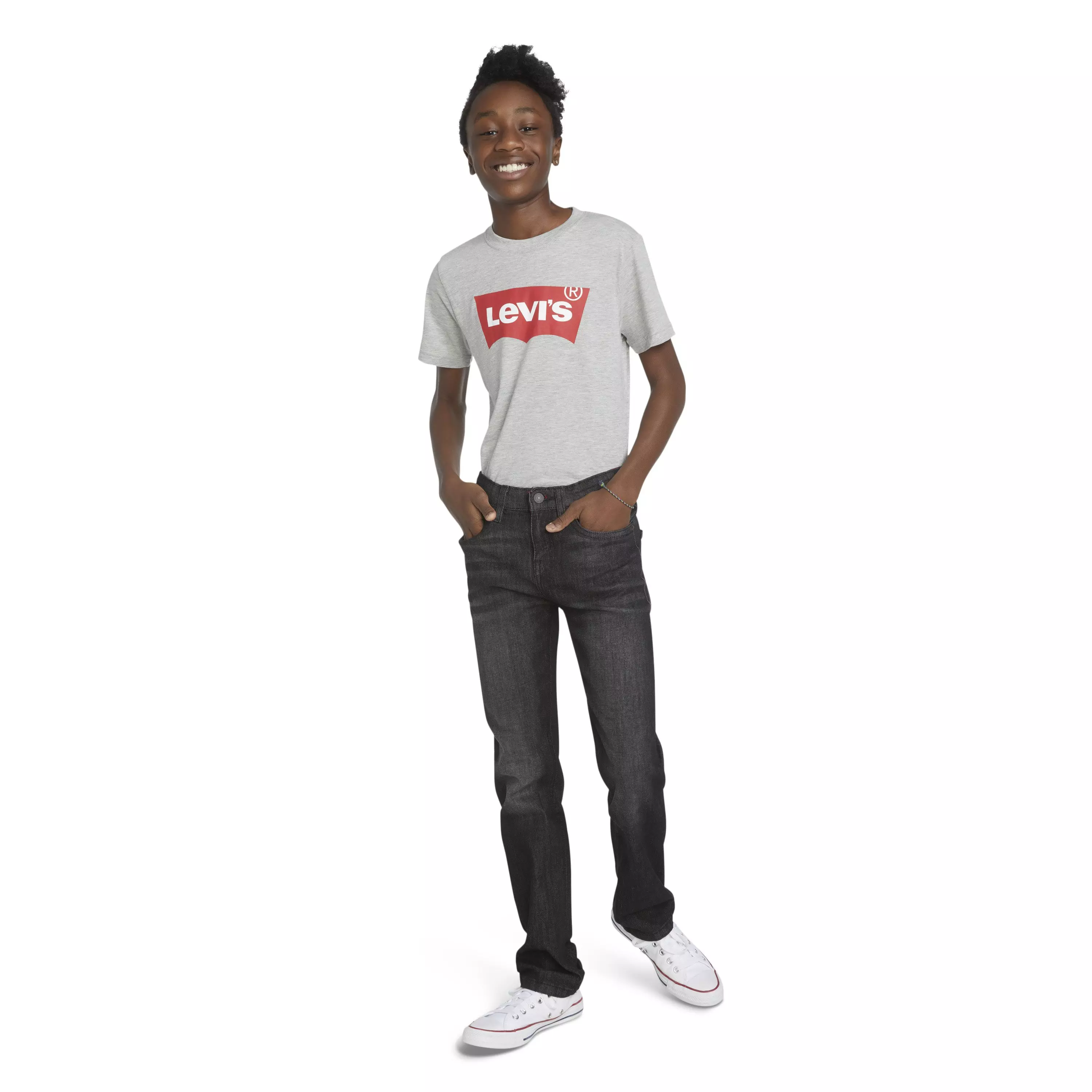 Levi's Big Boys' 514 Straight Fit Dark Grey Wash Denim Jeans - DARK GREY