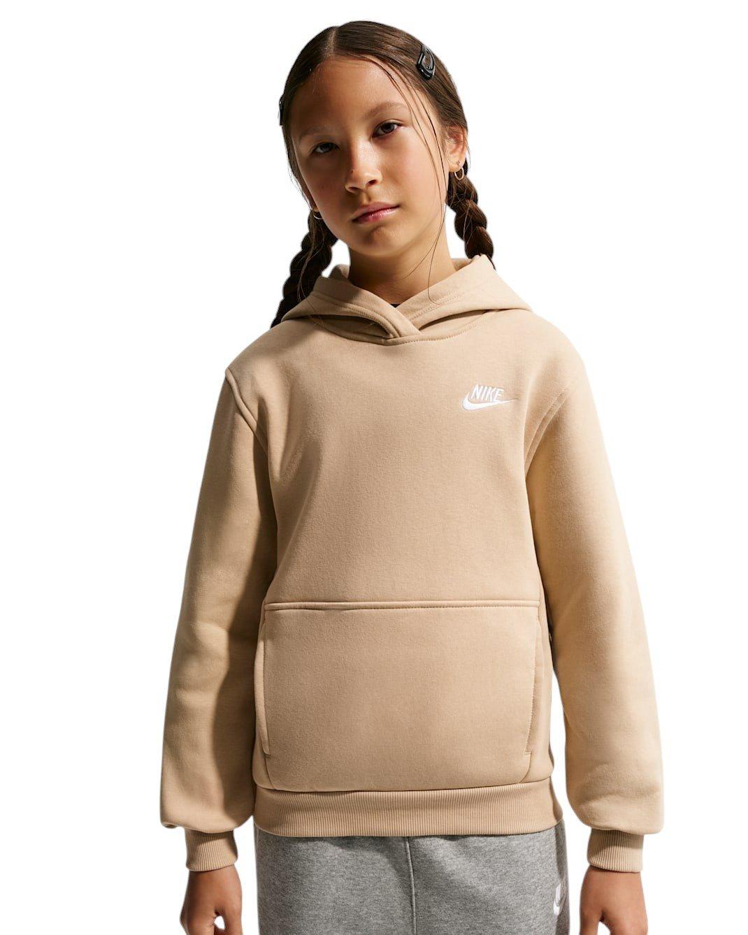 Nike Big Kids' Sportswear Club Fleece Pullover Hoodie - Linen Brown - LINEN BROWN Thumbnail View 4