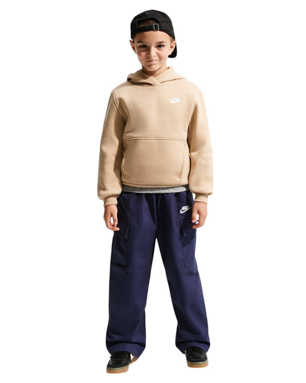 Nike Big Kids' Sportswear Club Fleece Pullover Hoodie - Linen Brown - LINEN BROWN Thumbnail View 6