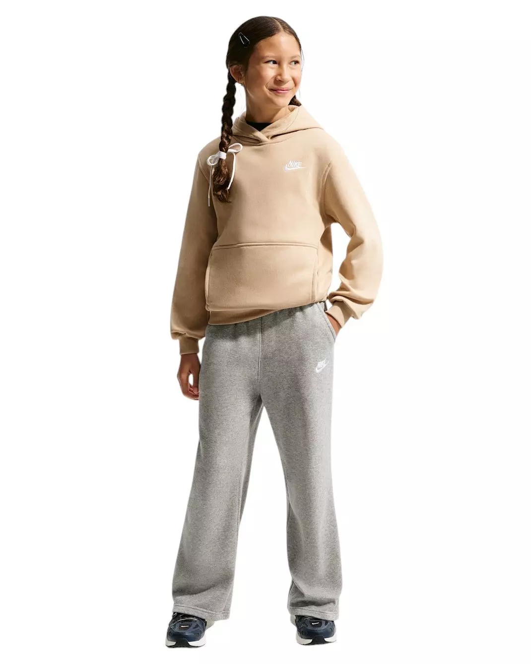 Nike Big Kids' Sportswear Club Fleece Pullover Hoodie - Linen Brown - LINEN BROWN
