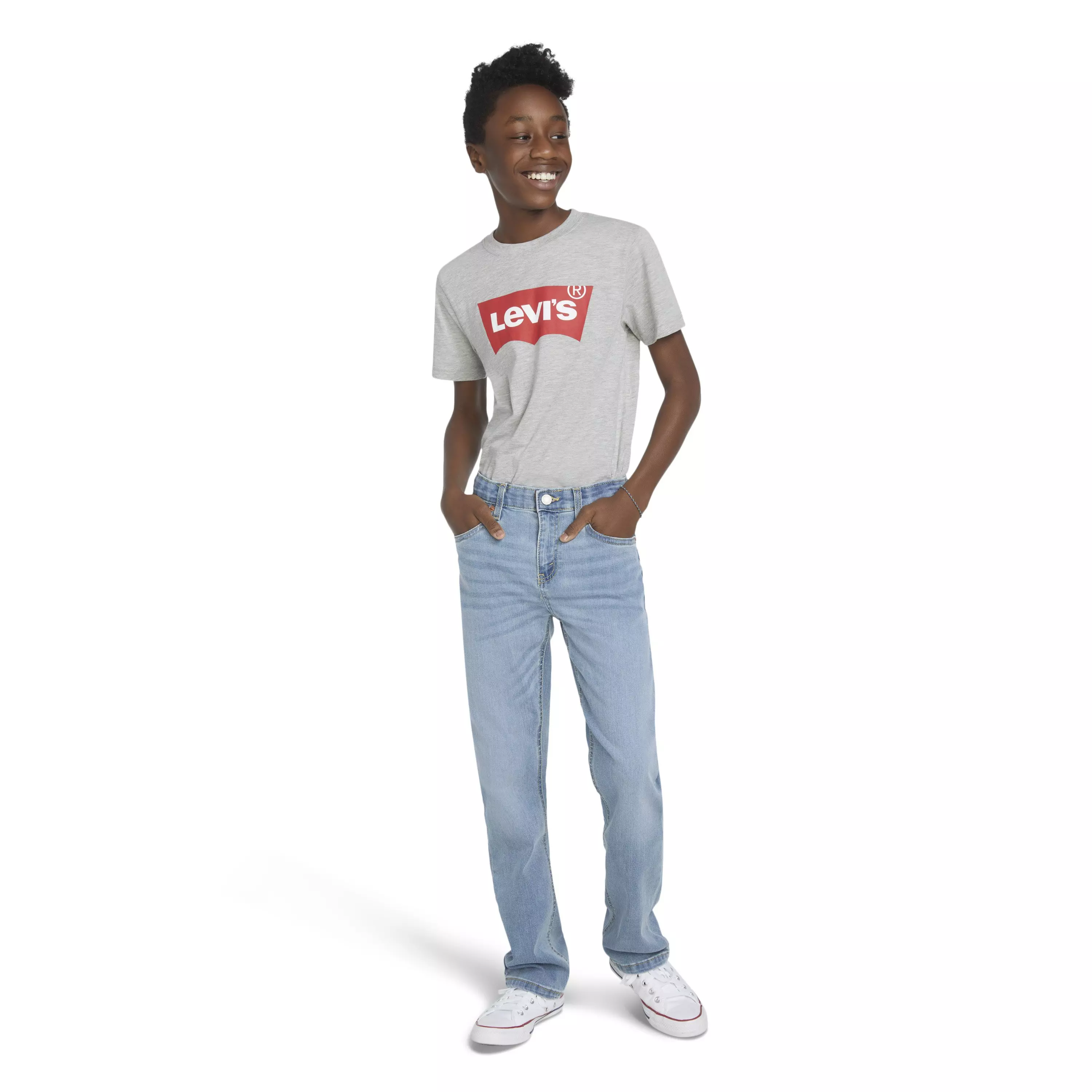 Levi's Big Boys' 514 Straight Fit Blue Wash Denim Jeans - BLUE