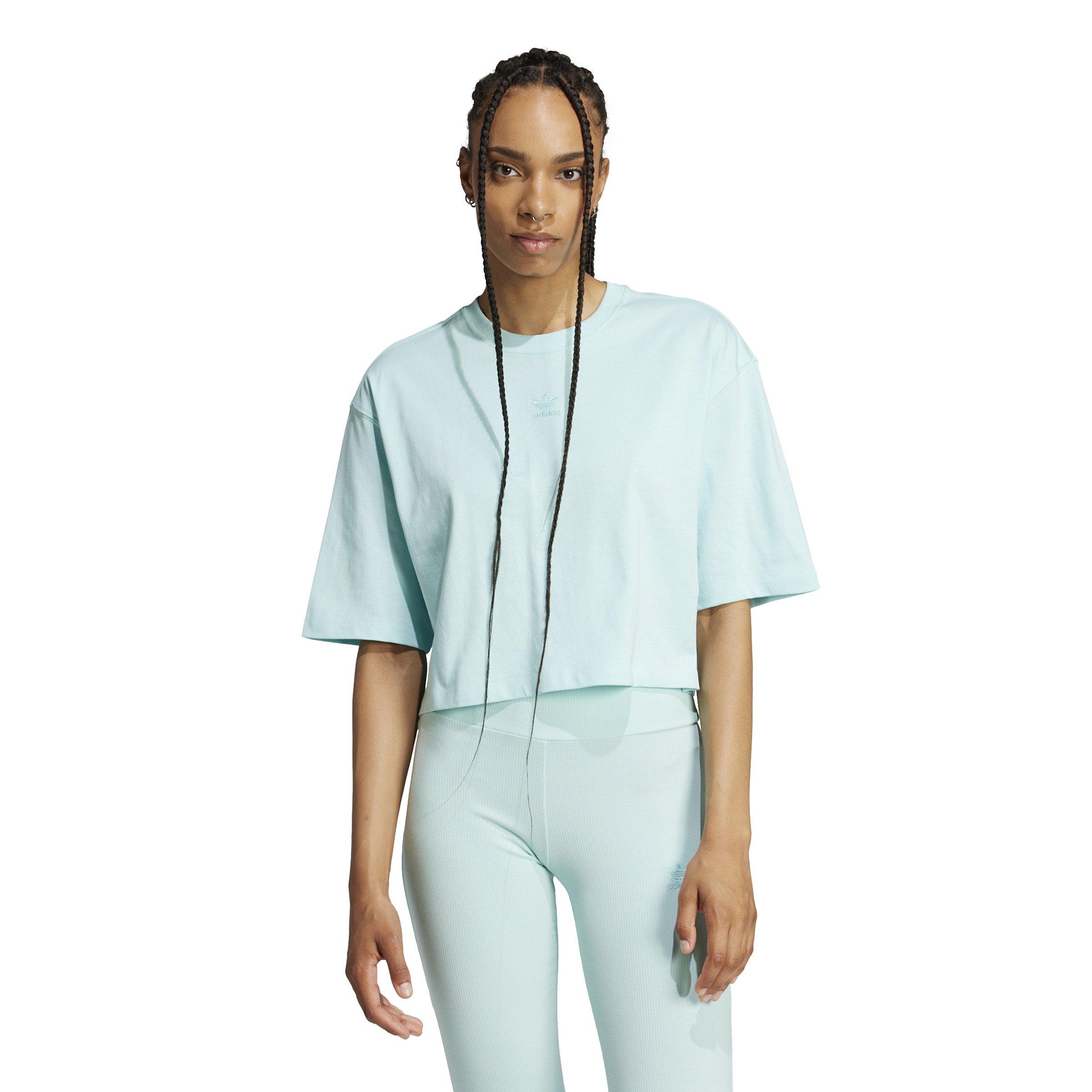 adidas Originals Women's Essentials Crop T-Shirt -Turquoise - TURQUOISE  Thumbnail View 1