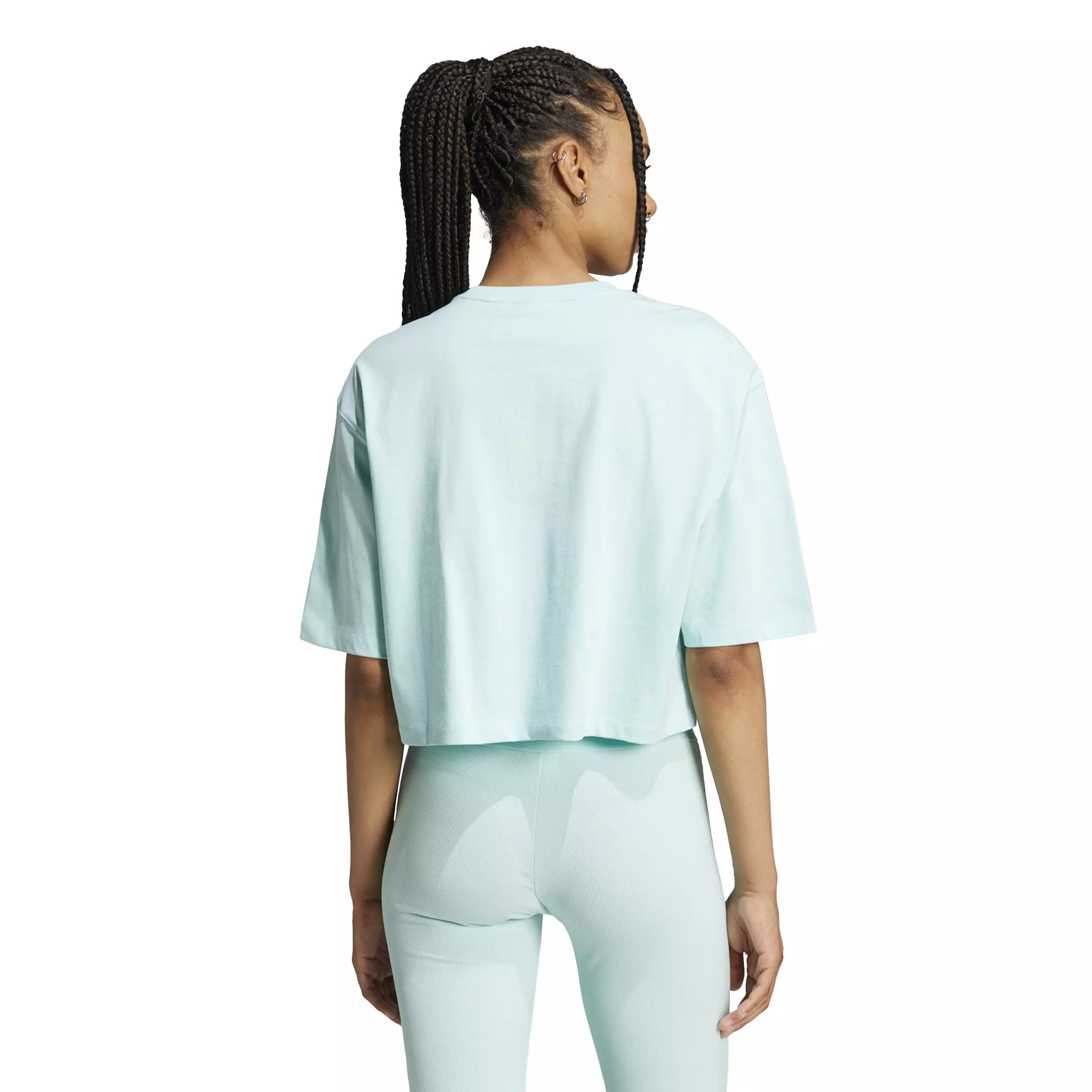 adidas Originals Women's Essentials Crop T-Shirt -Turquoise - TURQUOISE 