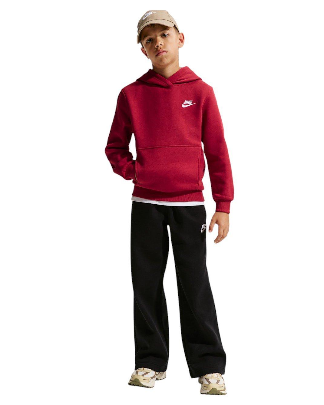 Nike Big Kids' Sportswear Club Fleece Pullover Hoodie - Red - RED Thumbnail View 6