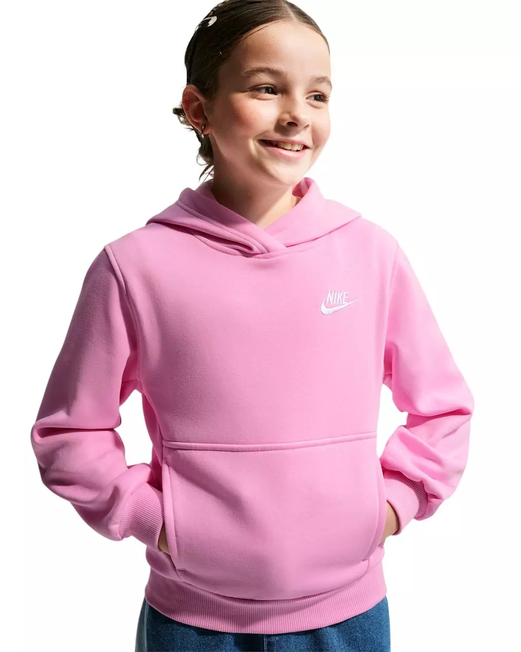 Nike Big Kids' Sportswear Club Fleece Pullover Hoodie - Pink - PINK