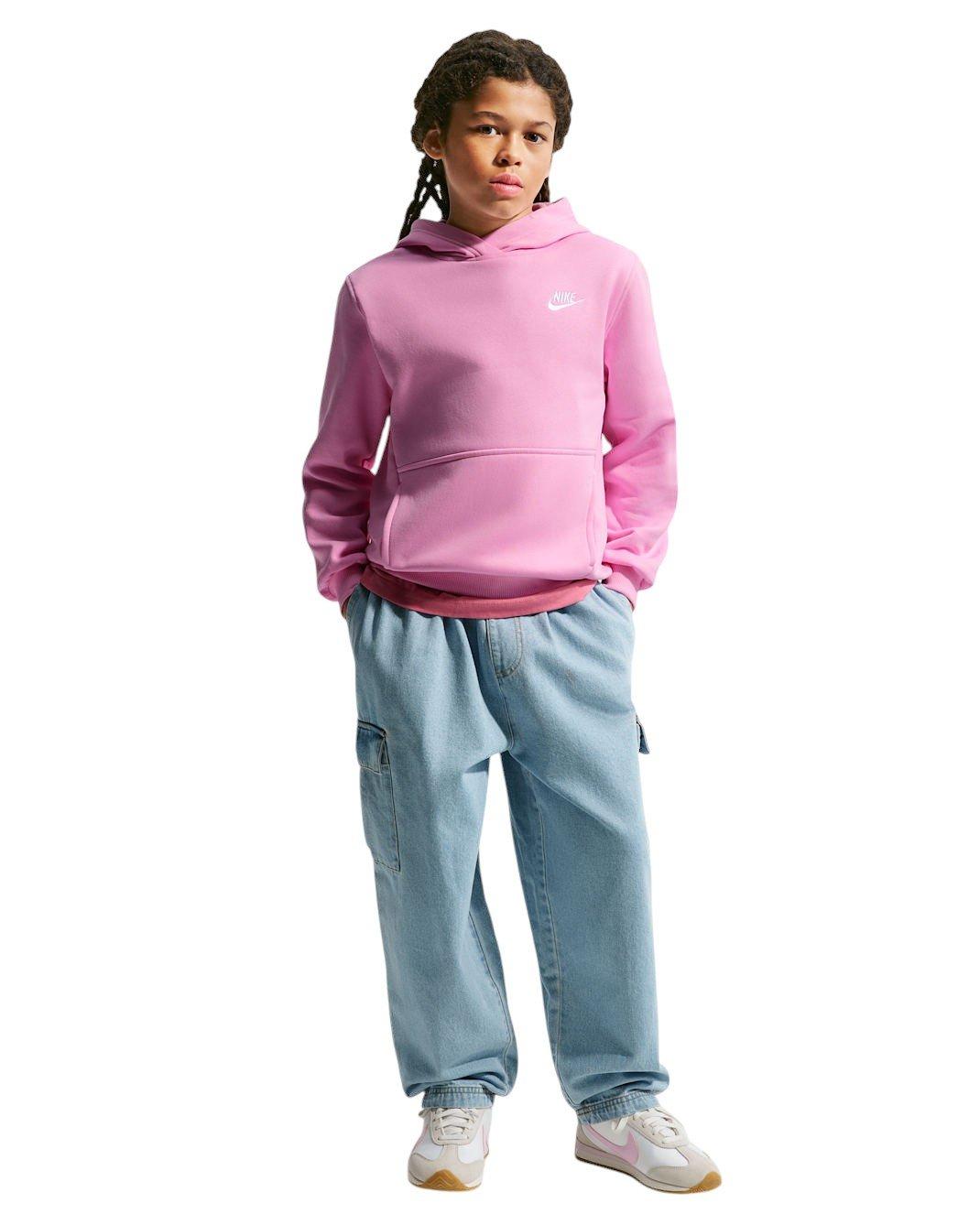 Nike Big Kids' Sportswear Club Fleece Pullover Hoodie - Pink - PINK Thumbnail View 7